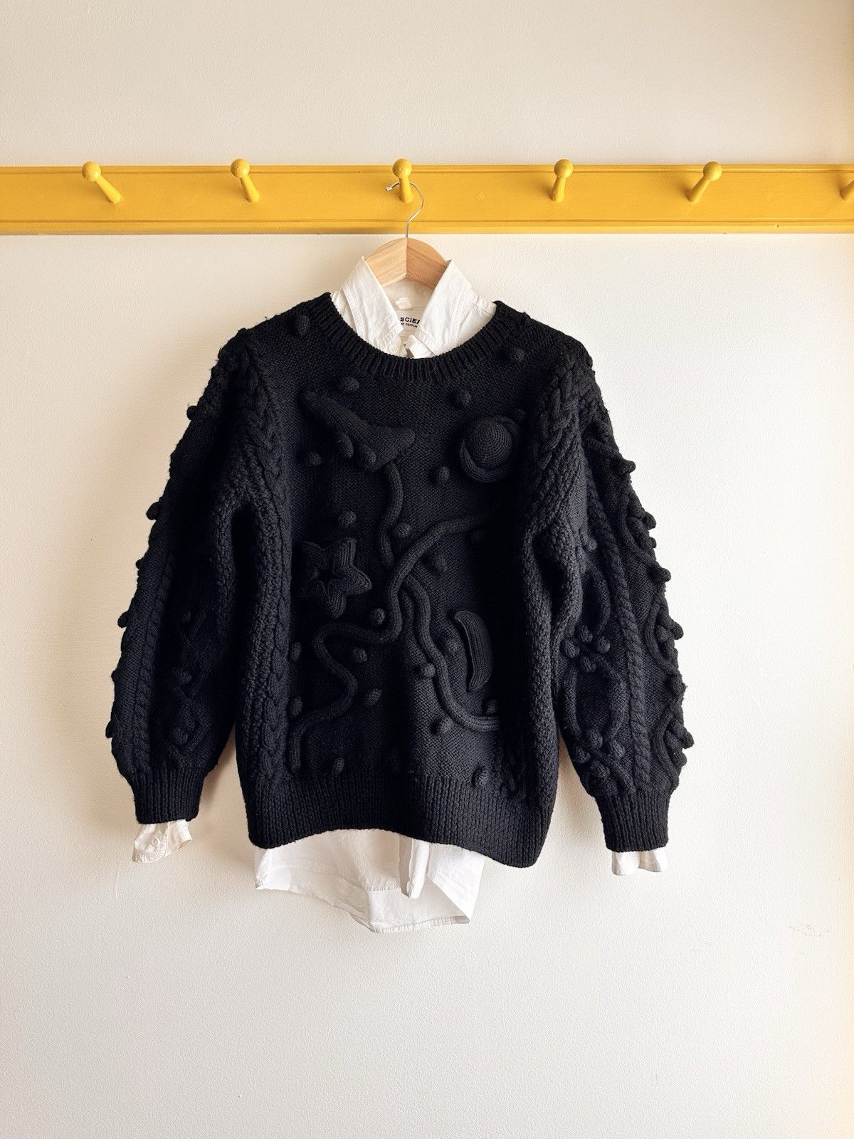 ISSEY MIYAKE I.S. Sport vintage stars, moon, planet 3D popcorn crewneck sweater