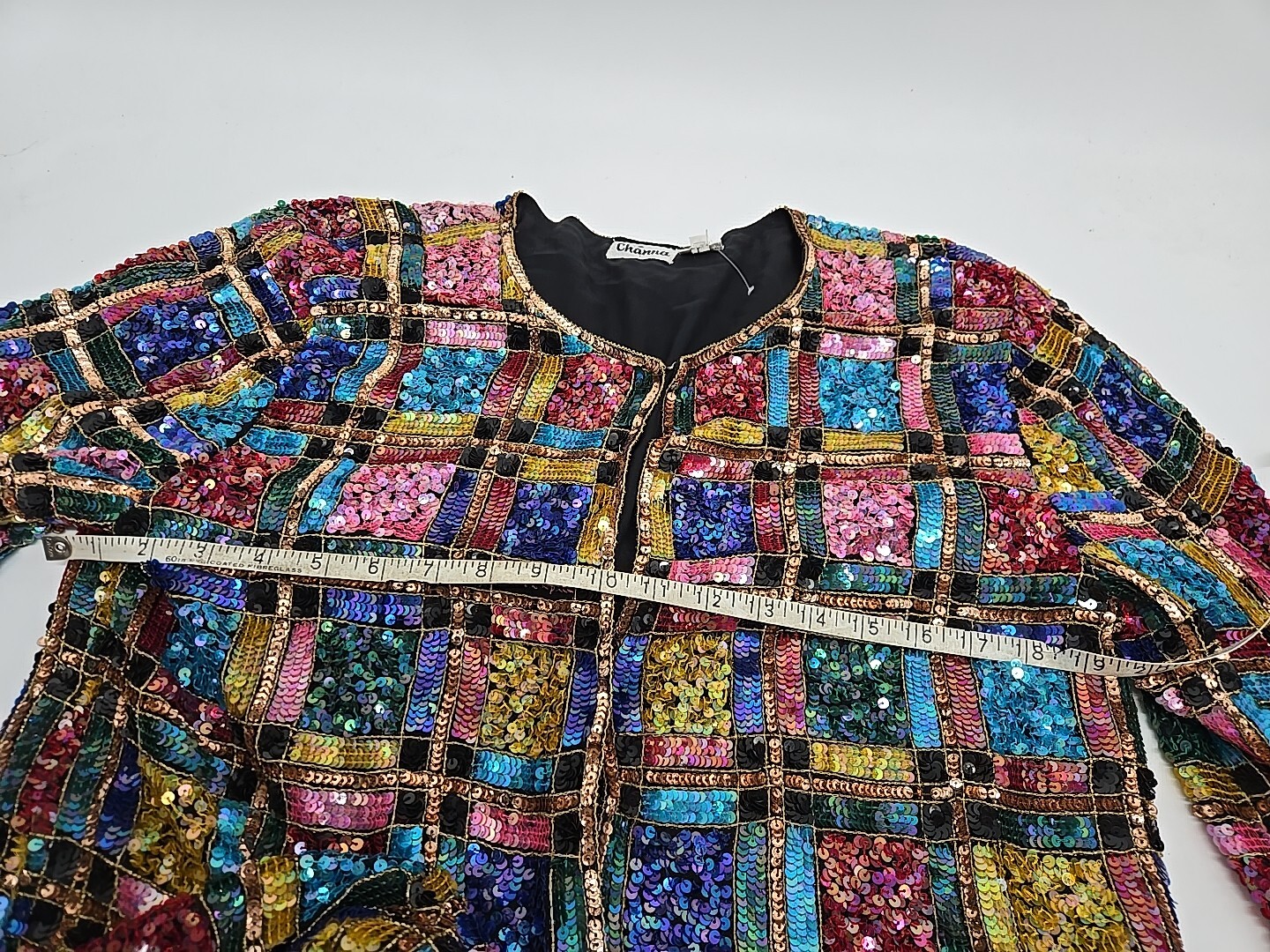 Vintage Channa Fully Sequin Coat Jacket Blazer Top Silk & Rayon Large