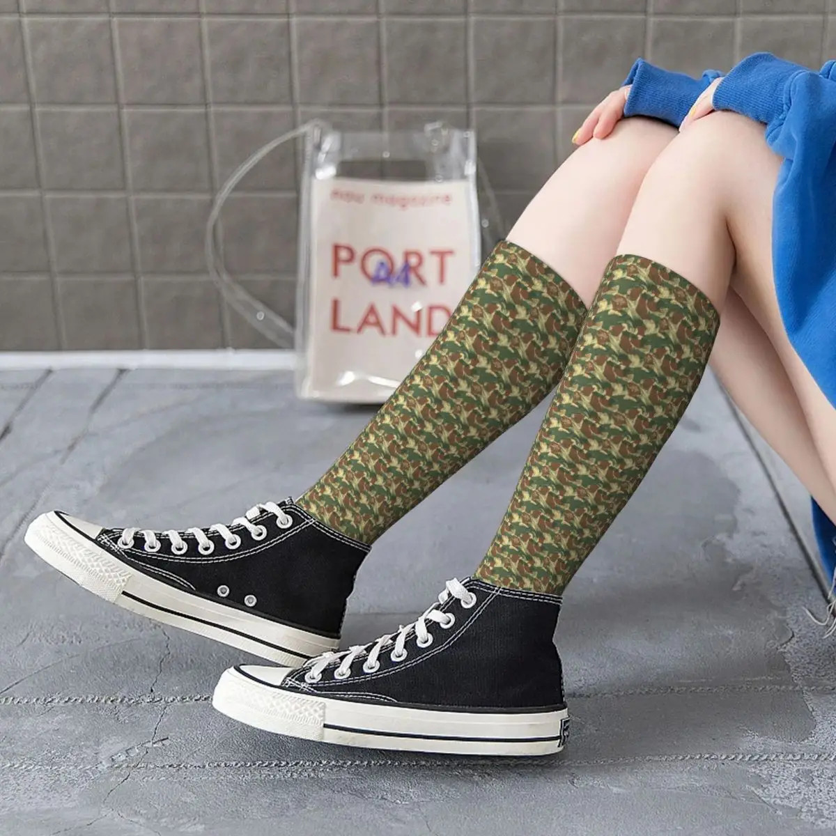 Rhodesian Brush Stroke Camouflage Socks Harajuku Stockings All Season Long Socks