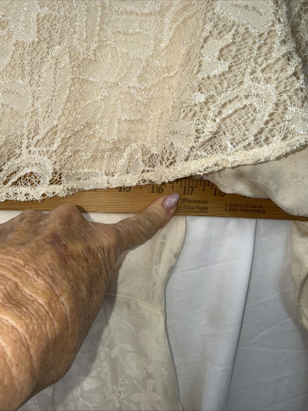 VTG 80s Lacy After Noon Shell Kepler Ivory Brocade Dress CottageCore Sz 8 V Good