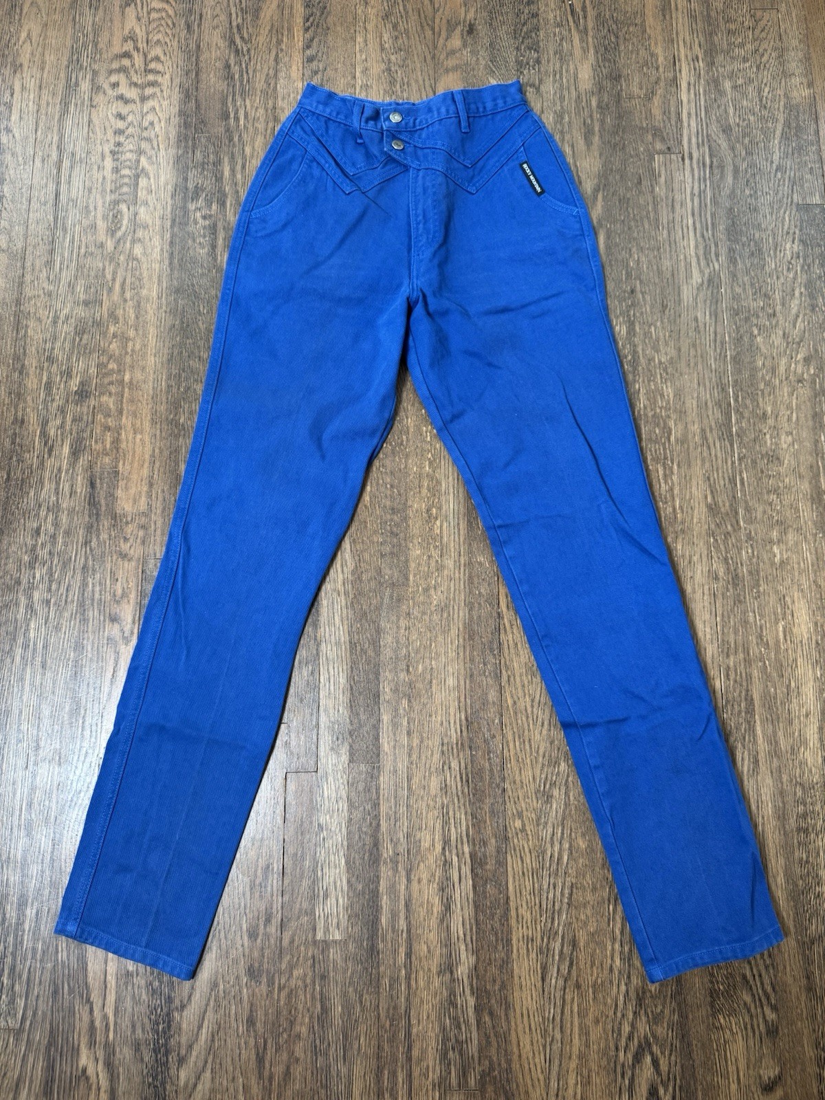 VTG Rocky Mountain Clothing Co Cobalt Blue Western High Waisted Jeans 25 Waist