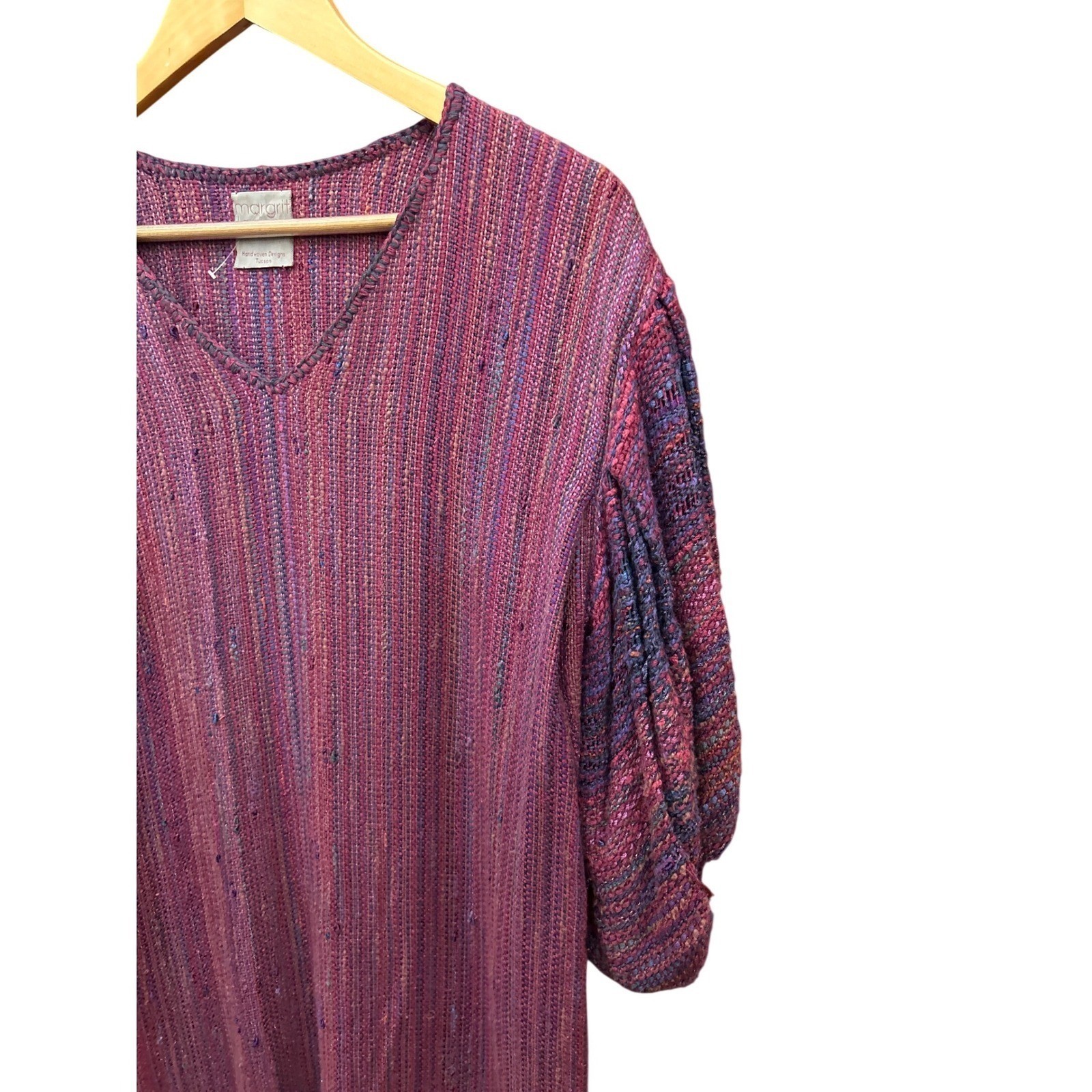 Vintage Margrit Laman Handwoven Dress Art To Wear Boho Lagenlook Fiber Art Folk