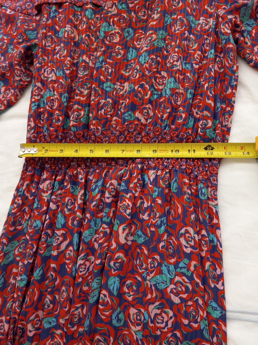 VTG Retro DIANE FREIS Original Dress Womens 1980s Midi Elastic Waist SIZE 10-12