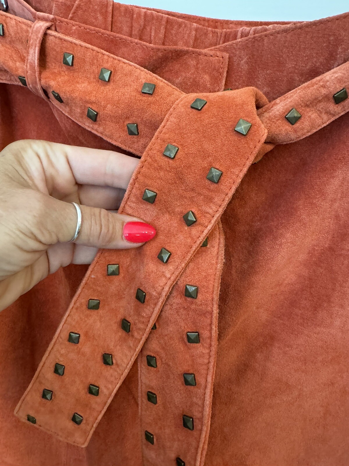 VTG 1990s Terry Lewis 100% Leather Suede Pants Sz. 20p NWT Cooper / Orange NWT !