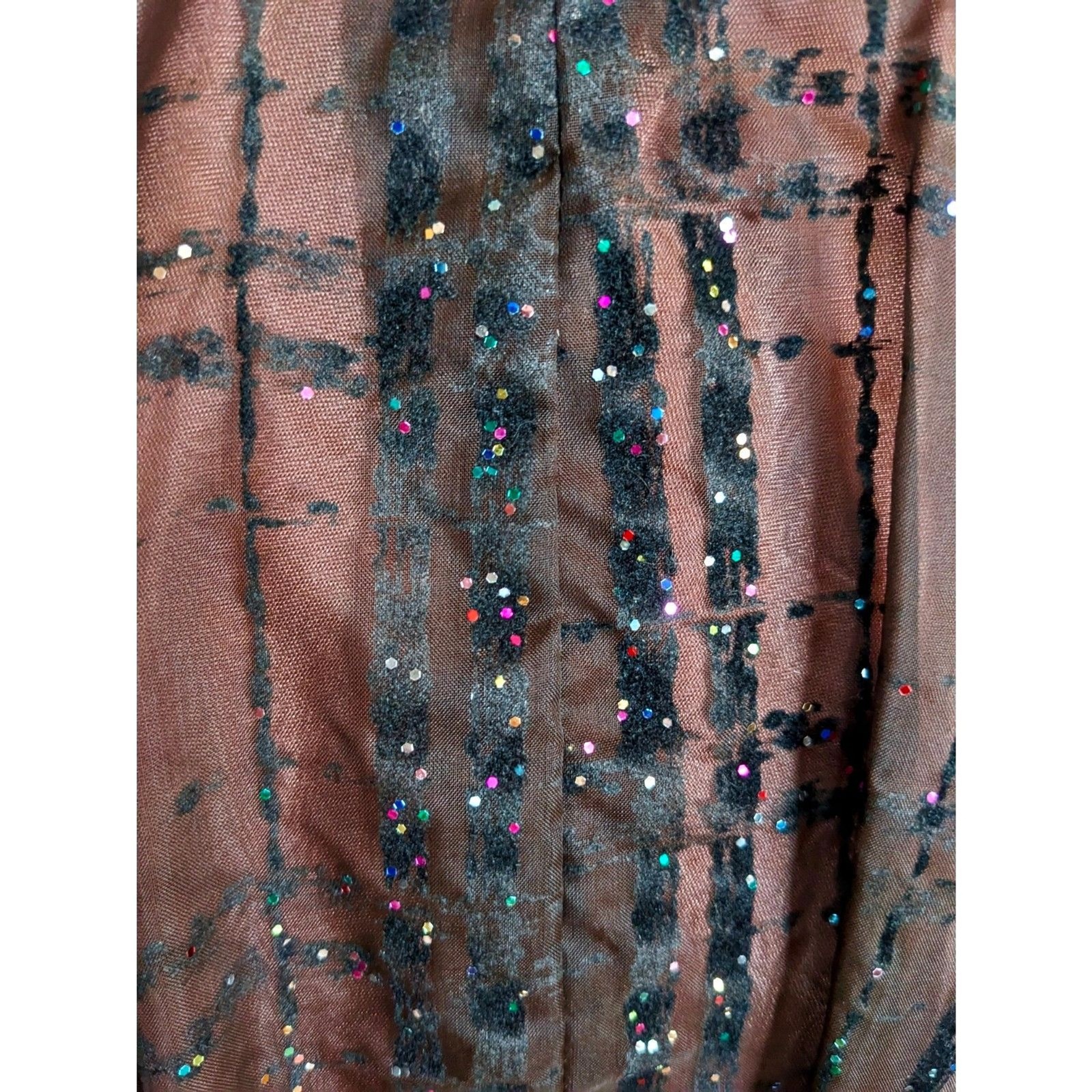 VTG Velvet Flocked Organza & Satin Glitter Embellished Evening Circle Skirt, 2/4