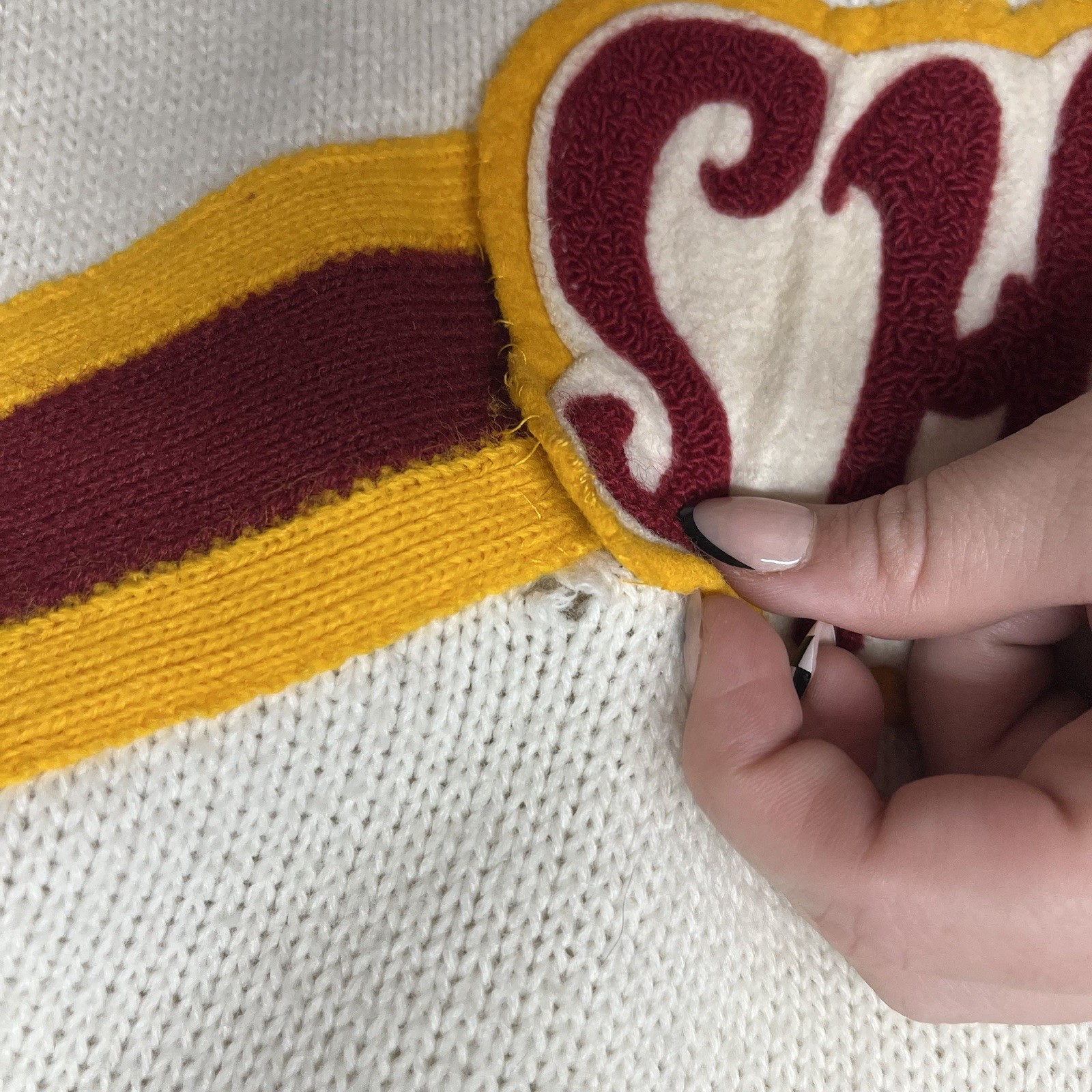 Vtg 70’s Cheerleader Sweater Womens S Varsity Logan Knitting Mills Orlon Acrylic