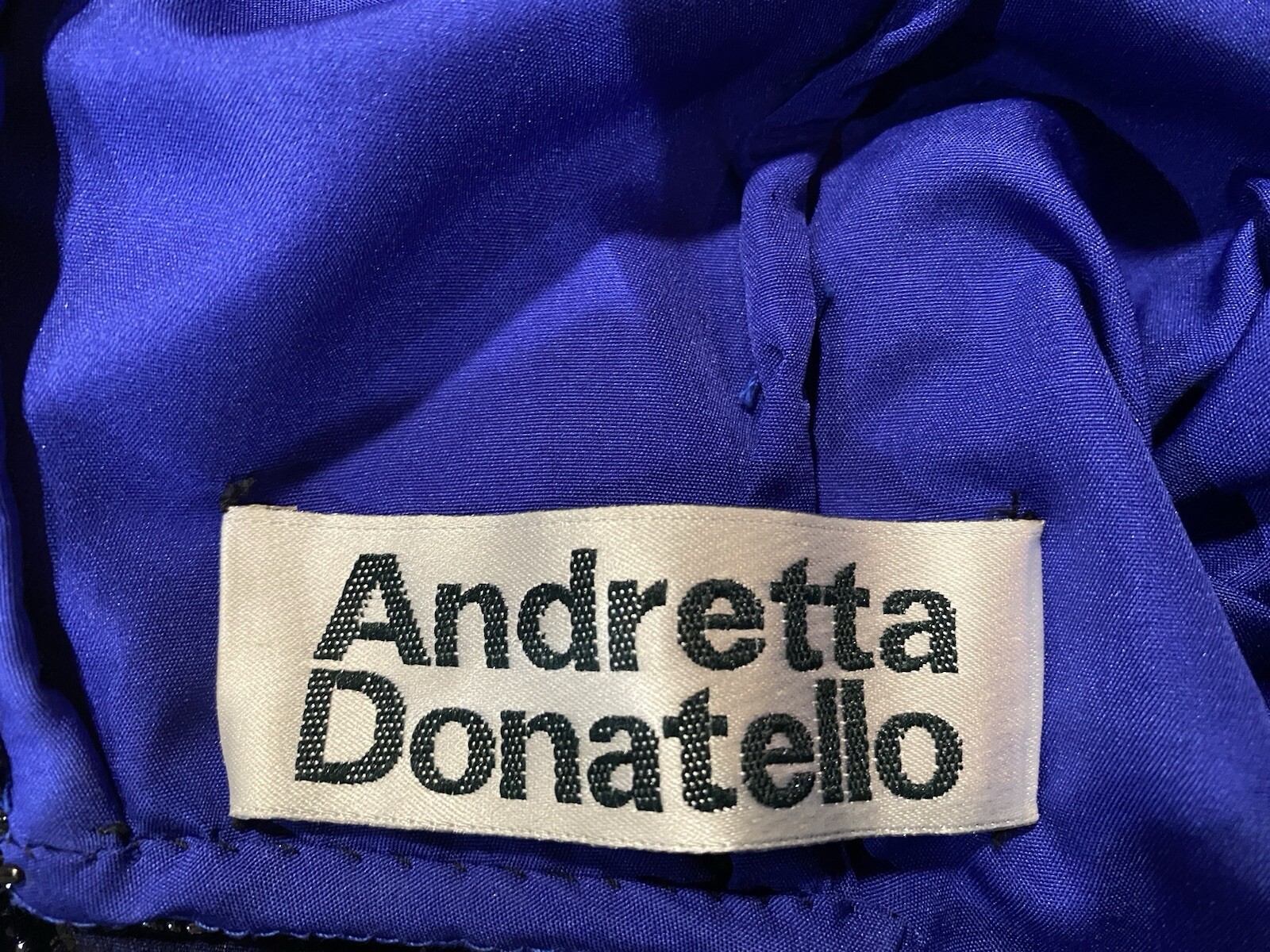 90s Andretta Donatello Beaded Prom Dress Blue Fitted Spaghetti Strap Y2K Small