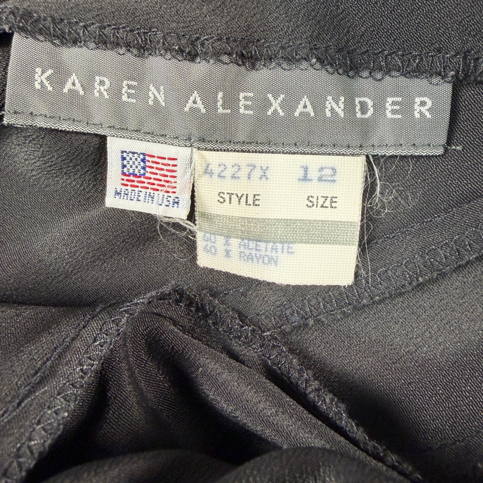 Karen Alexander Dress Womens 12 Maxi Long Sleeve Black Formal Vintage USA Made