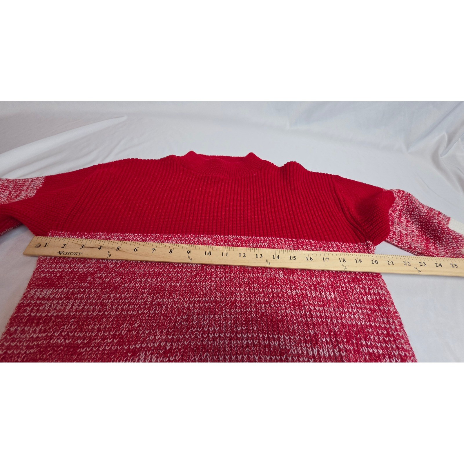 Vintage Adele Knitwear Red Colorblock Ribbed Pullover Sweater Made in USA 80s L