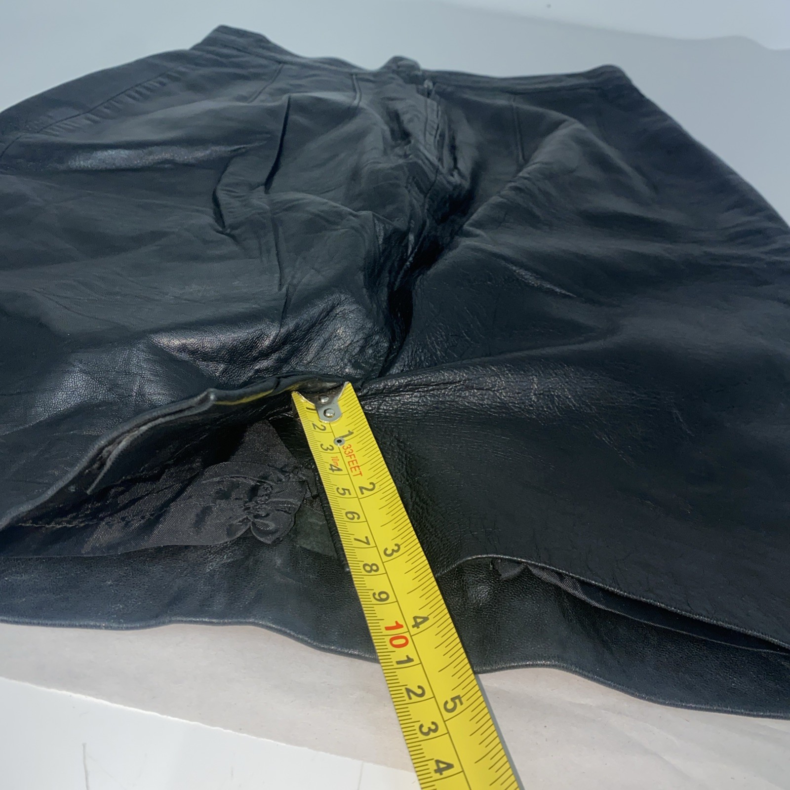 Maxima For Tannery West Vintage Black Leather High Waist Skirt 90s Size 6