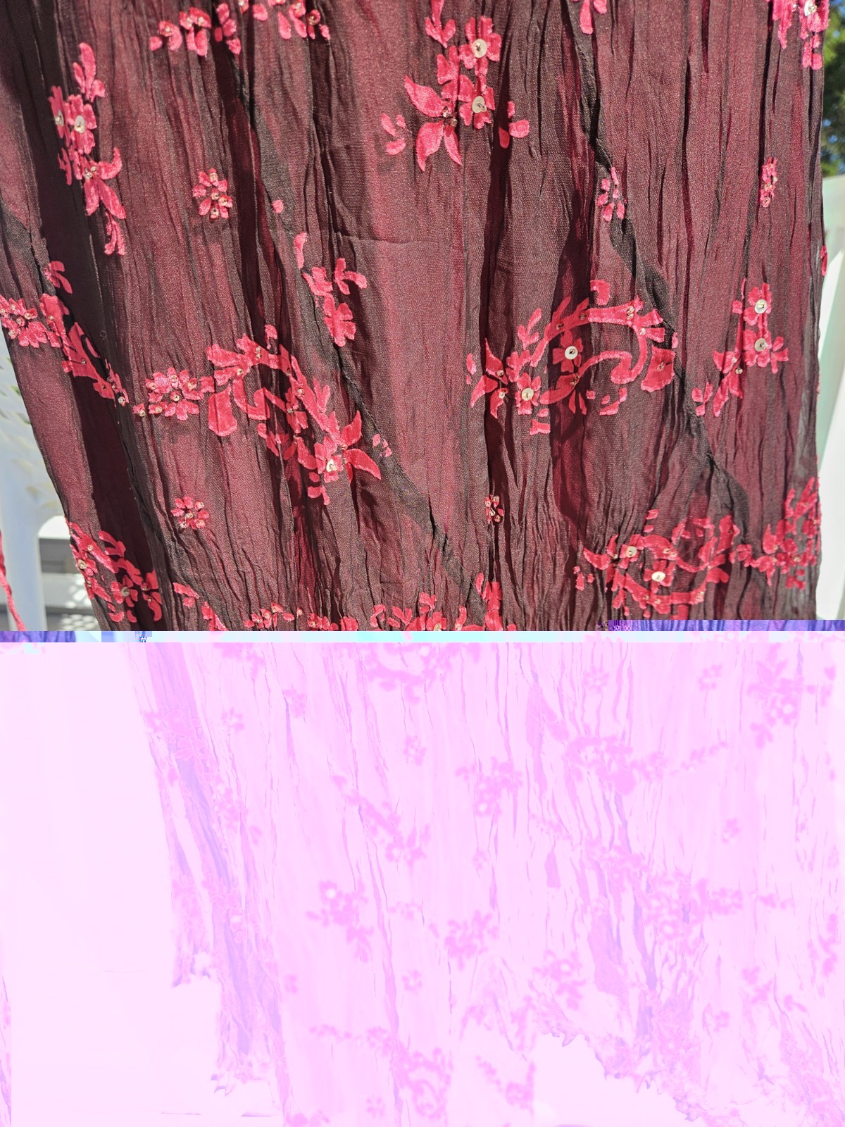 VTG Y2K Monsoon 100% Silk Embellished Rhinestone Bias Cut Cami Top And Skirt Set