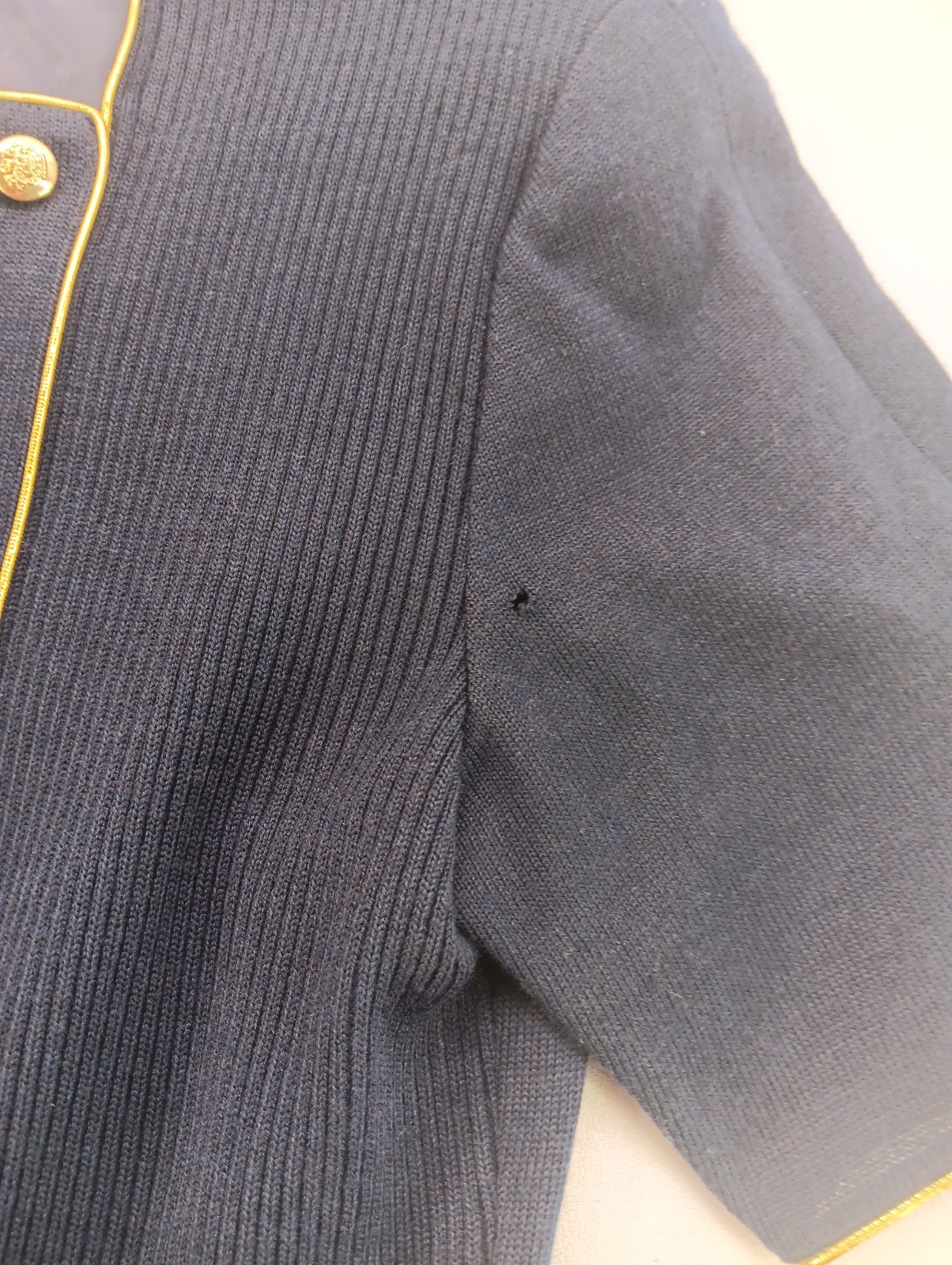 Vintage CIAO Ltd Navy Blue Wool Knit Dress Sz 8 Shoulder Pads Pockets 1970s
