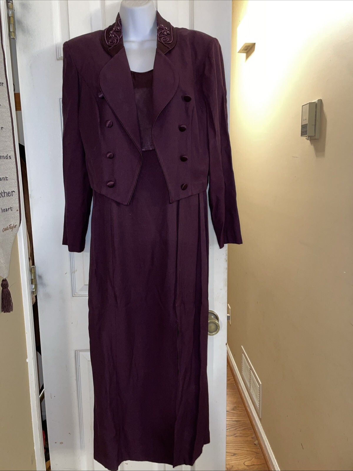 S.L. Fashions Sleeveless Dress & Bolero Jacket Dressy Formal Plum Cocktail Party