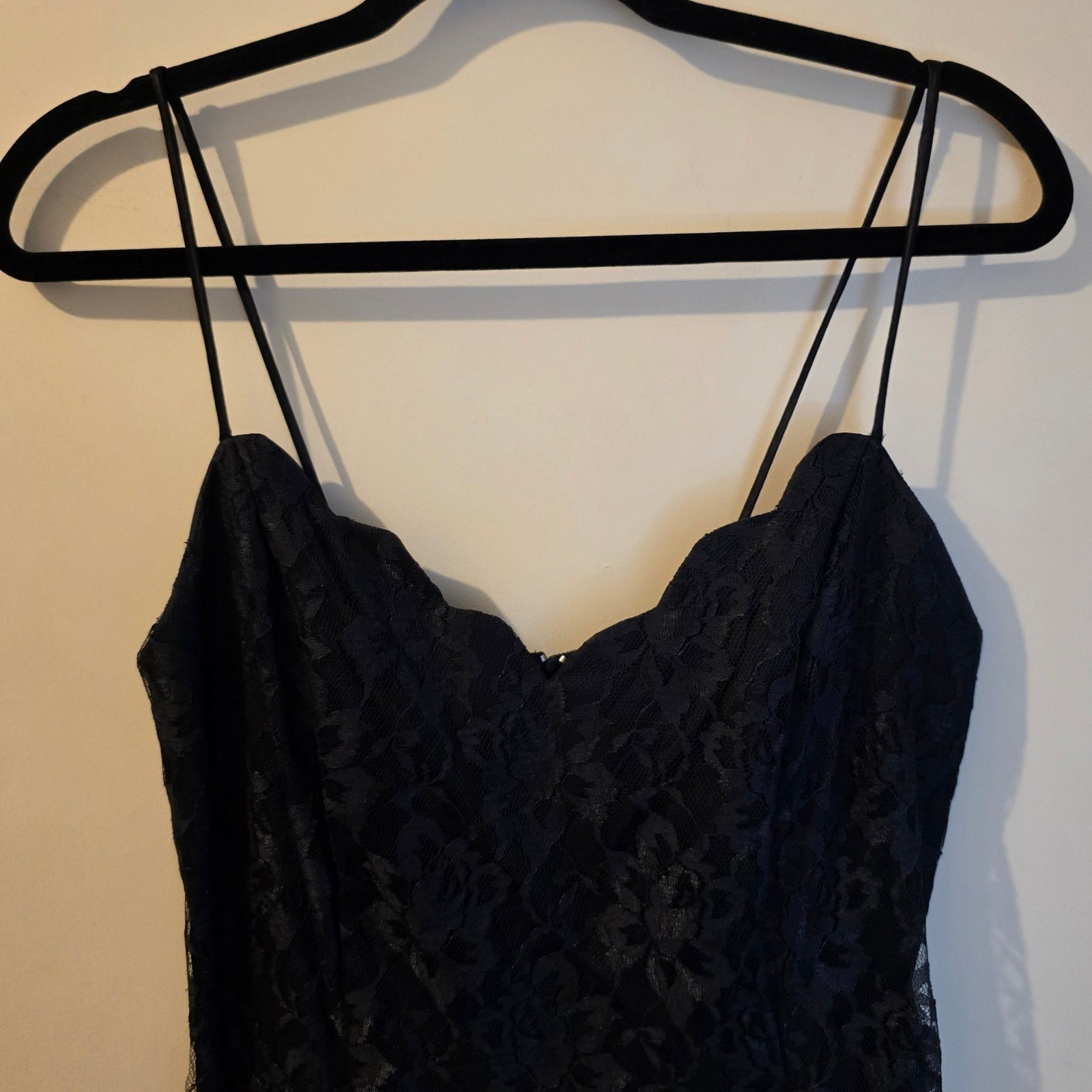 L.A. Glo Vintage 90s goth Black Lace Scalloped Mini Dress Whimsigoth Size 9/10