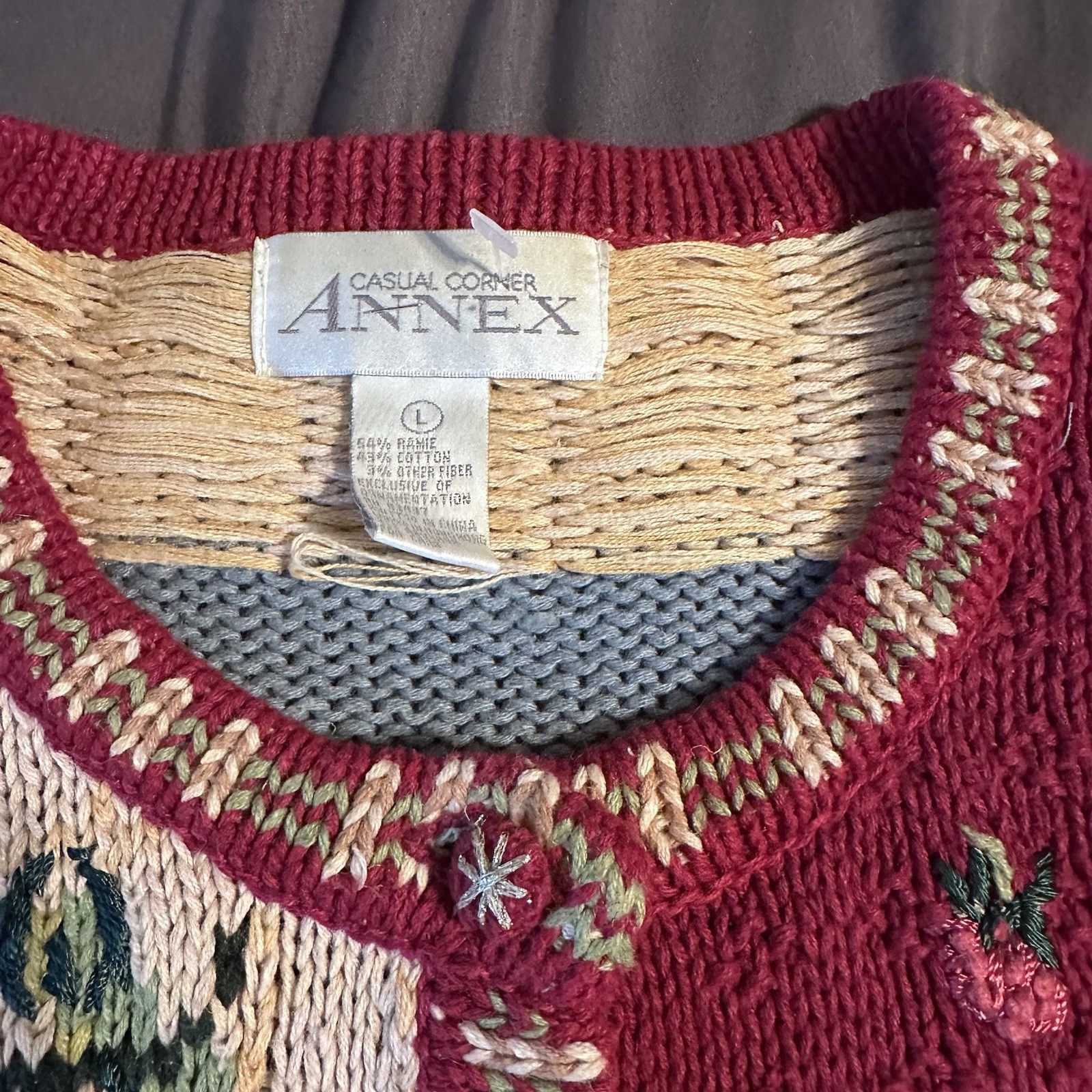 Vintage 90s Casual Corner Sweater Chunky Knit Grandma Cottagecore Large