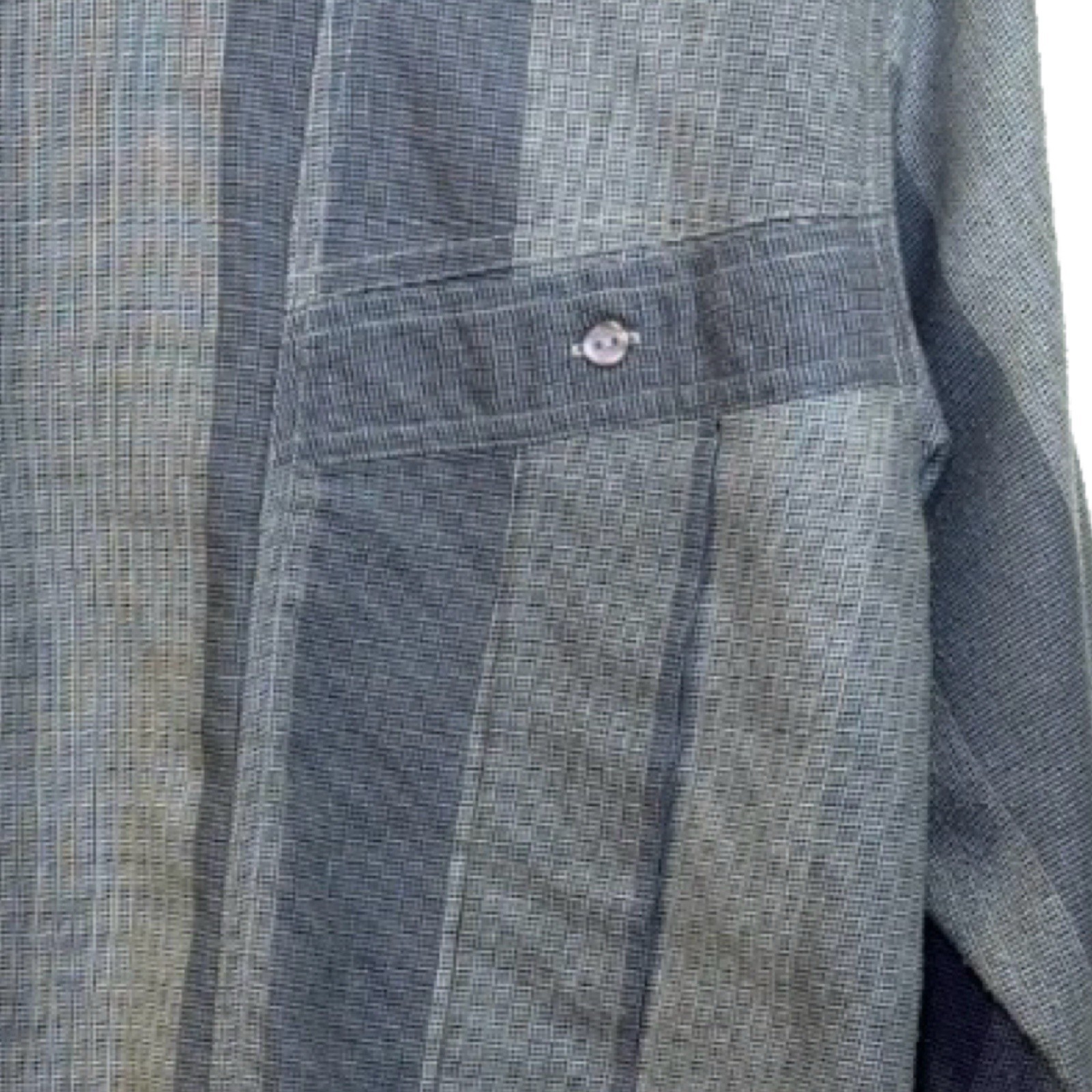 Vintage Betty Hanson Gray Stripe Button Down Long Sleeve Blouse Size 12