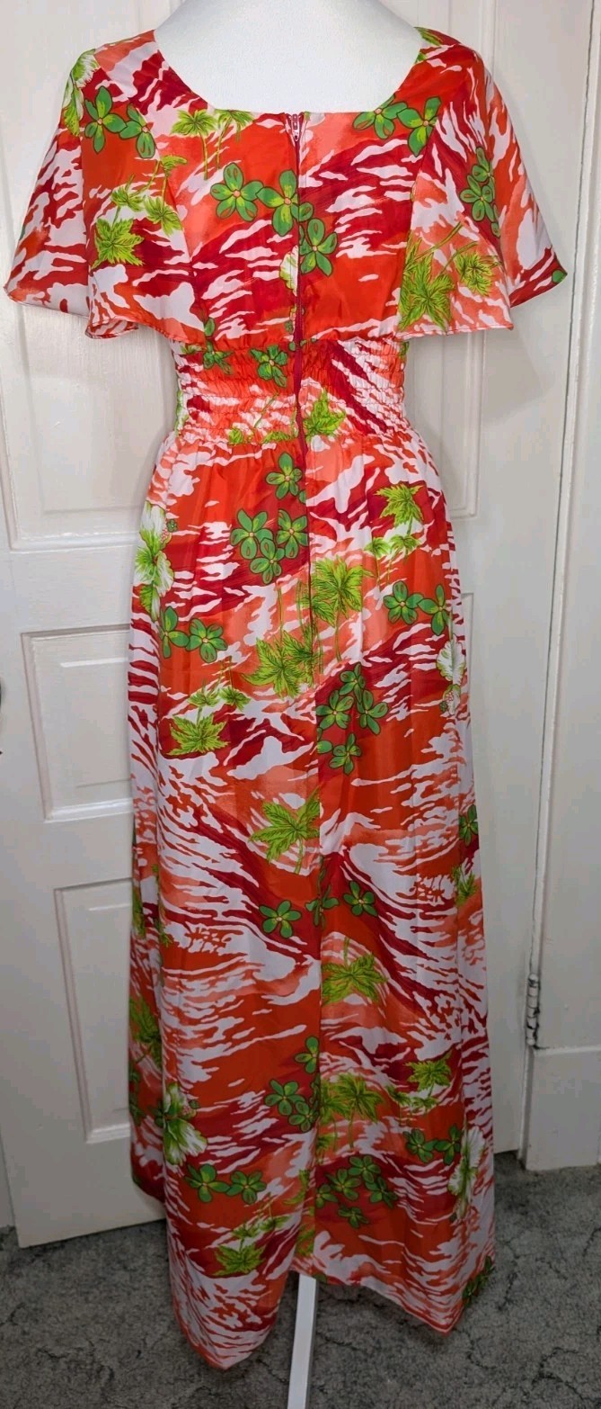 Vintage Ja-Na Of Hawaii Muumuu Maxi Dress Women’s 7/8 Resort Flutter(910)