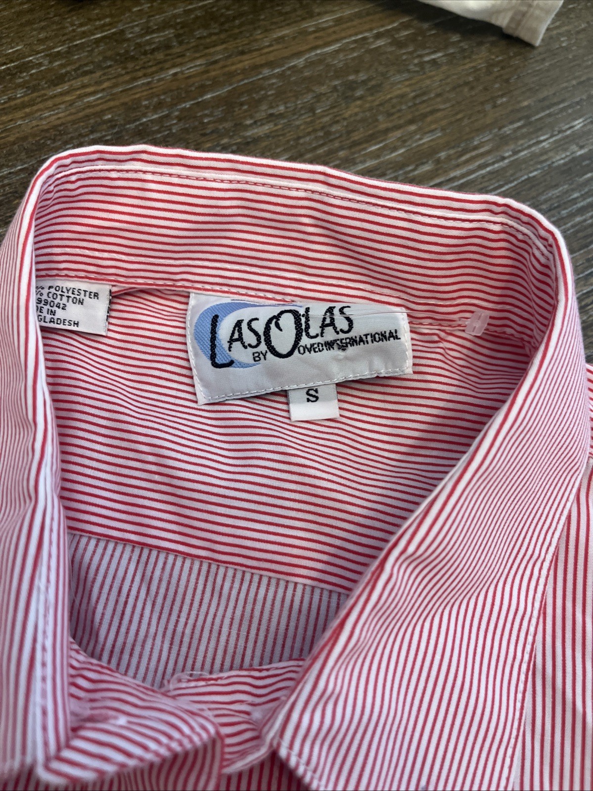 Las Olas Women’s S Striped Vintage Shirt Long Sleeve, Button Front.Lobster