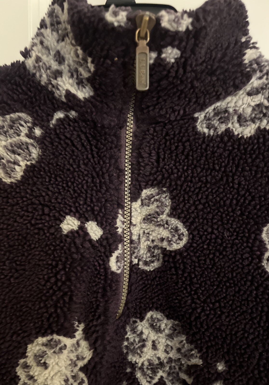 Vintage L.L. Bean Sherpa Fleece Jacket Flower Print Purple Women’s M:Youth XL