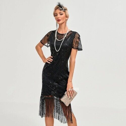 1920s Flapper Dress Women’s Great Gatsby Color Sequin Tassel 20s Party Dress