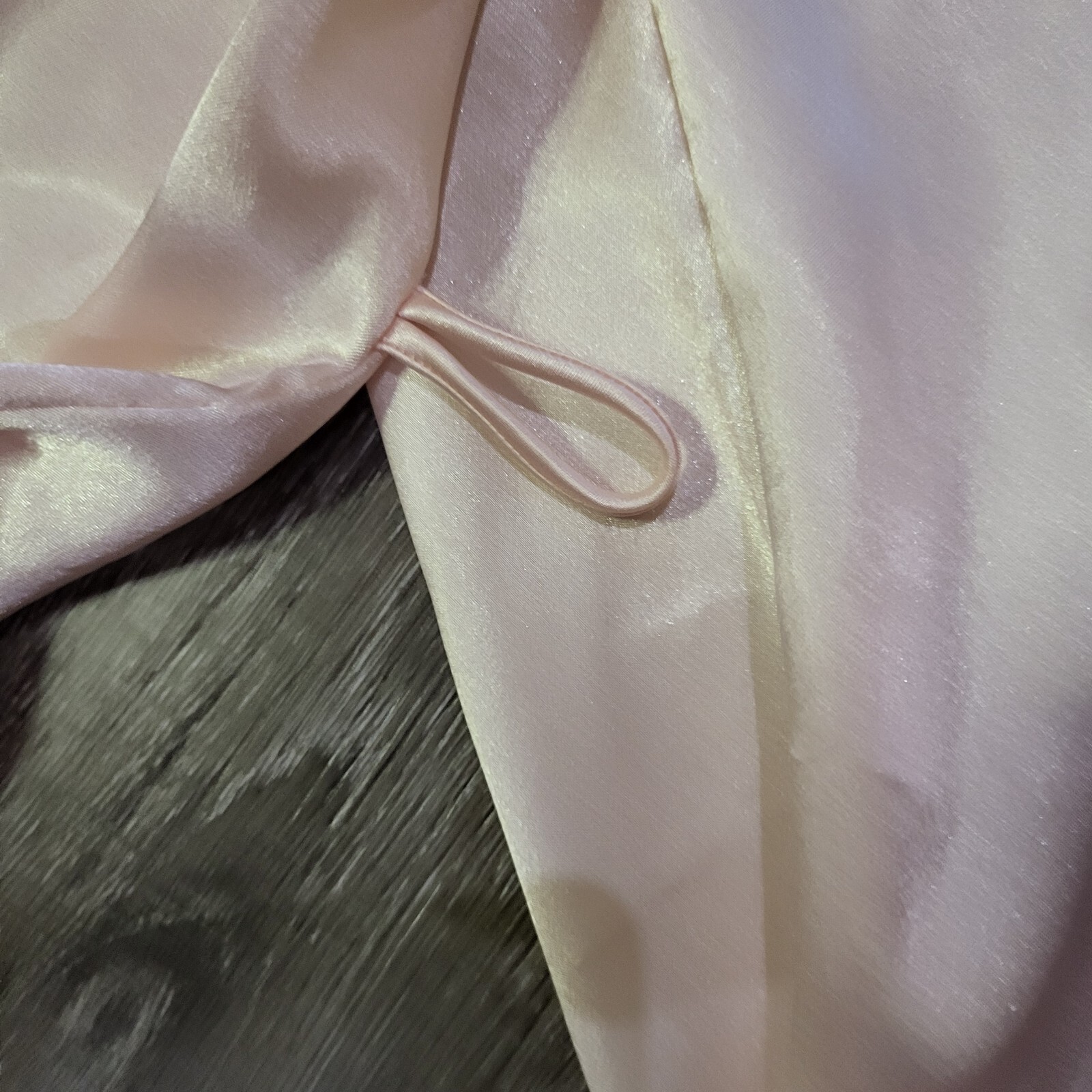 Vintage Barbizon Satin Robe Pink Nude Ribbon Embroidered Tie Sleep Tie Lace