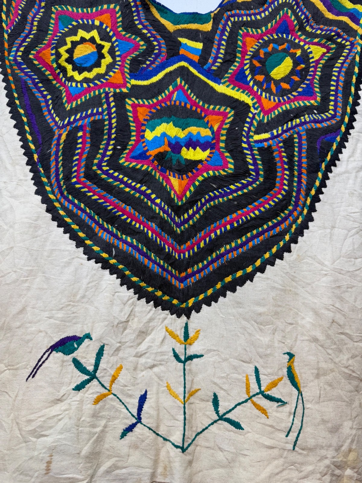 Vintage Beautiful Hand Embroidered Gautemalan San Mateo Huipil 75×72 Cm
