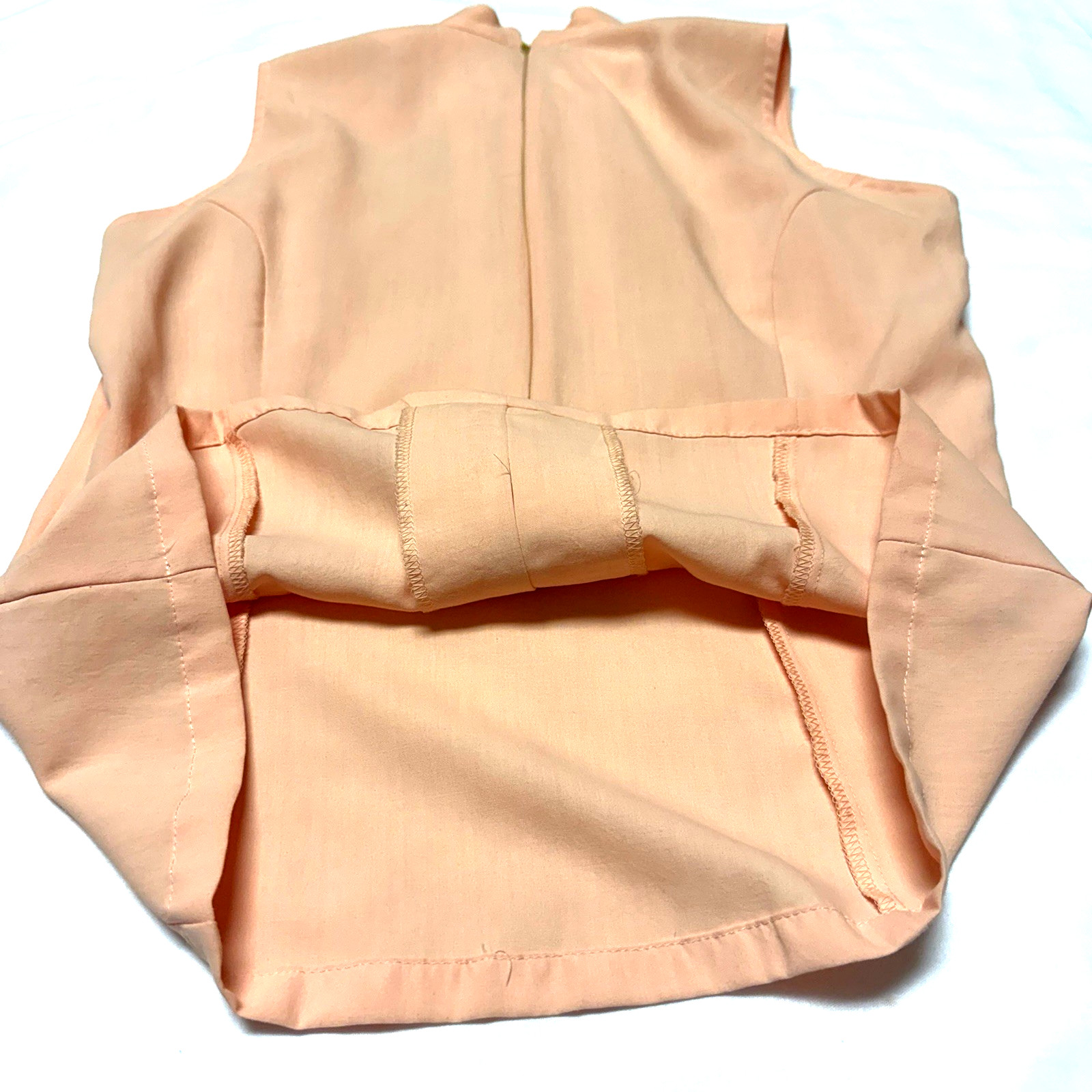 Vintage 90s Seize Sleeveless Mock Neck Top Salmon Pink Heart Cutout Sheer S Y2K