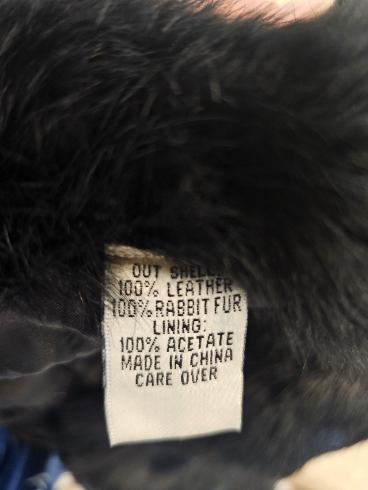 Black Rabbit Fur Coat Jacket Vintage, Made in Hong Kong, Size S/M