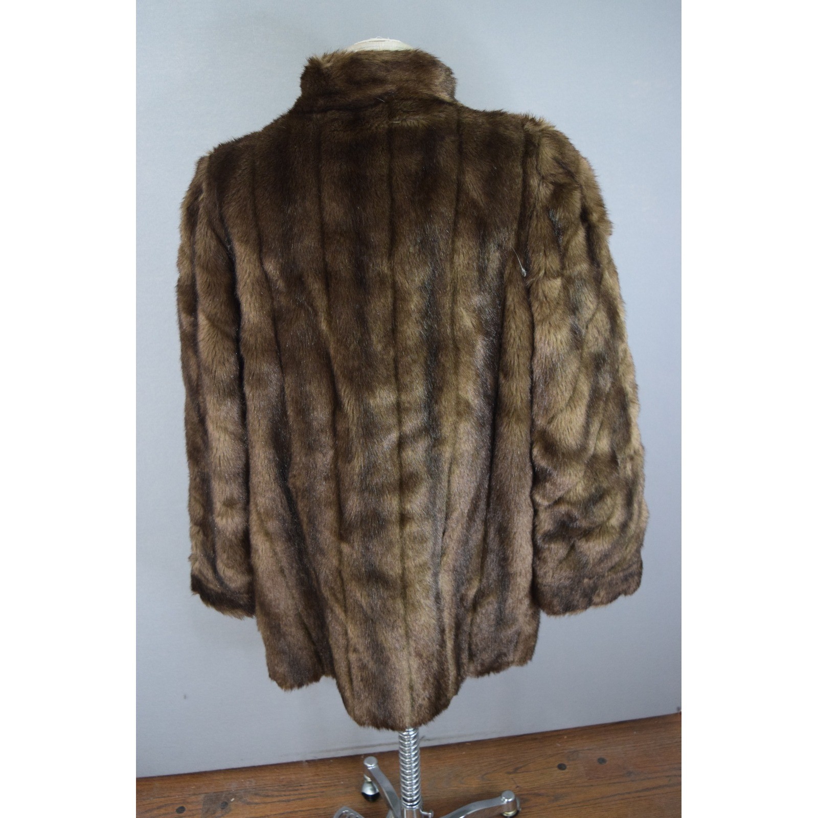 Hillmoor New York Faux Fur Coat Brown Tissavel France Vintage Womens Mob WIfe