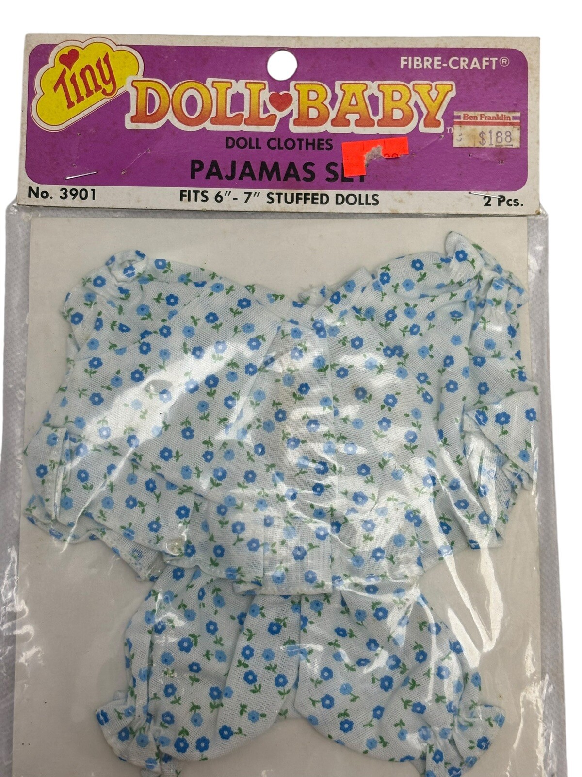 2 Vintage Sealed Tiny Doll Baby’s 1980s Pajama Set Boy Girl Pink Blue Floral
