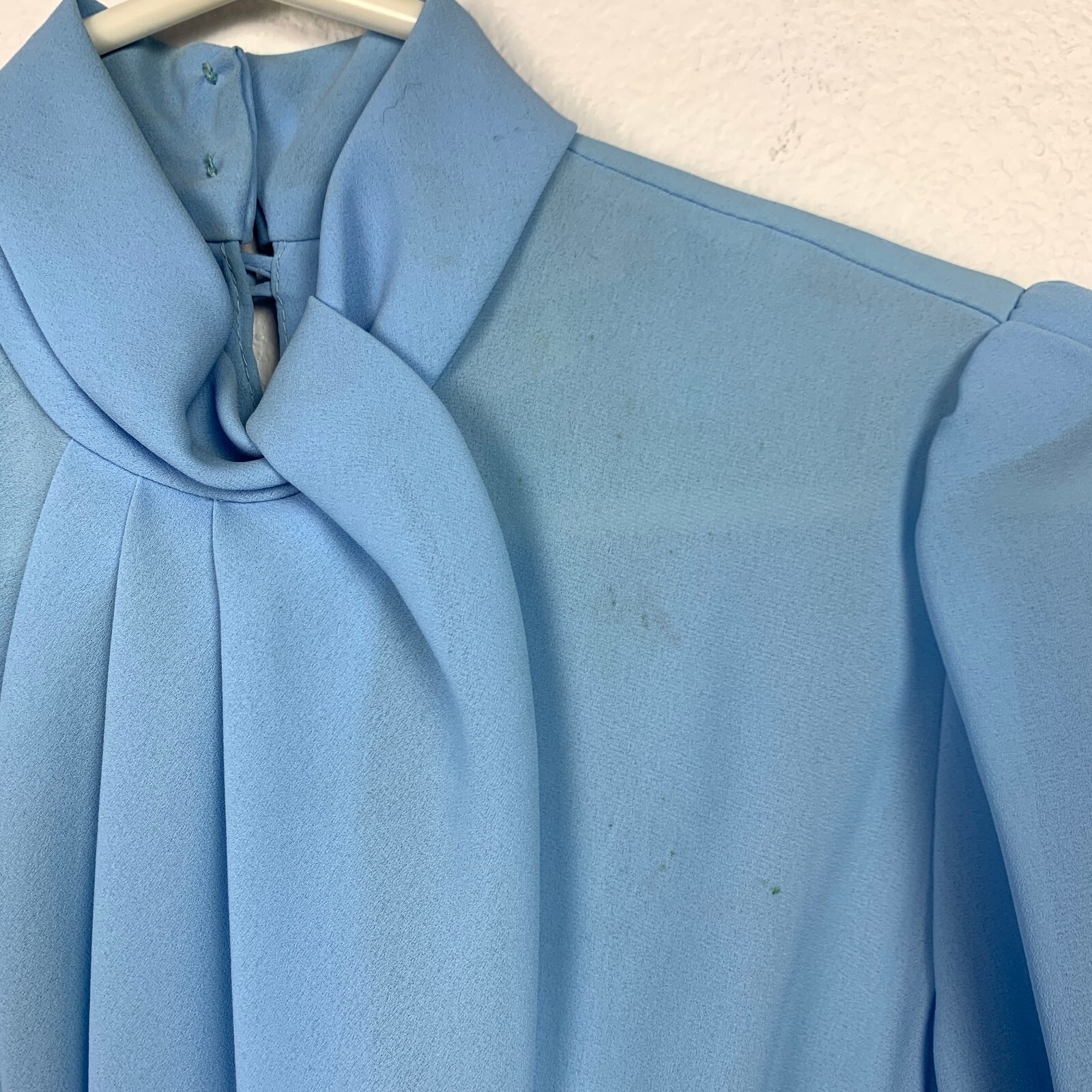 Vintage 80s Mavinette Blue Pleated Twirl Secretary Dress Twee Size 6