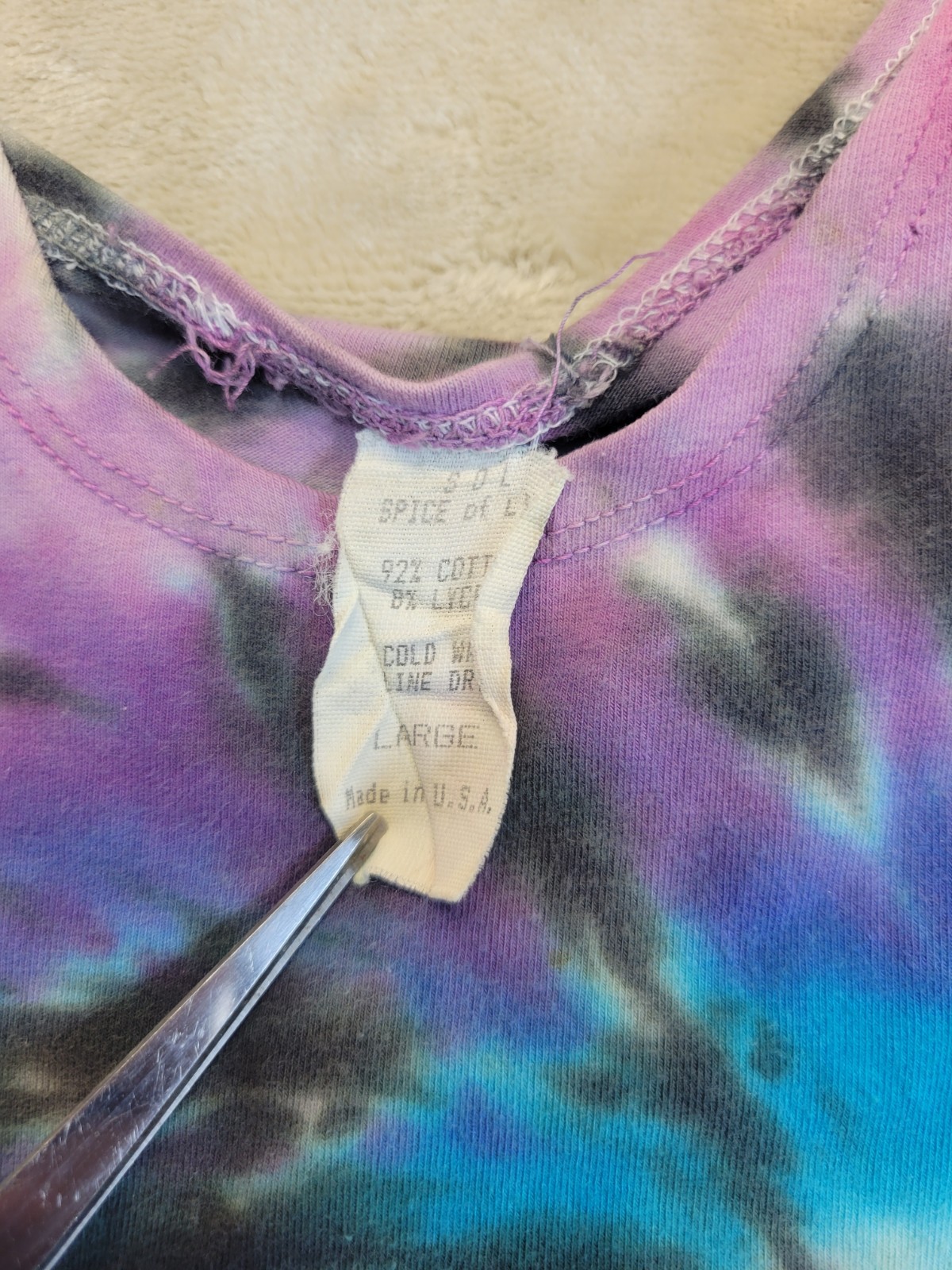 Vintage Tie-Die Spice Of Life Womans Size L Tank Top Made Is Usa 70s 80s 90s