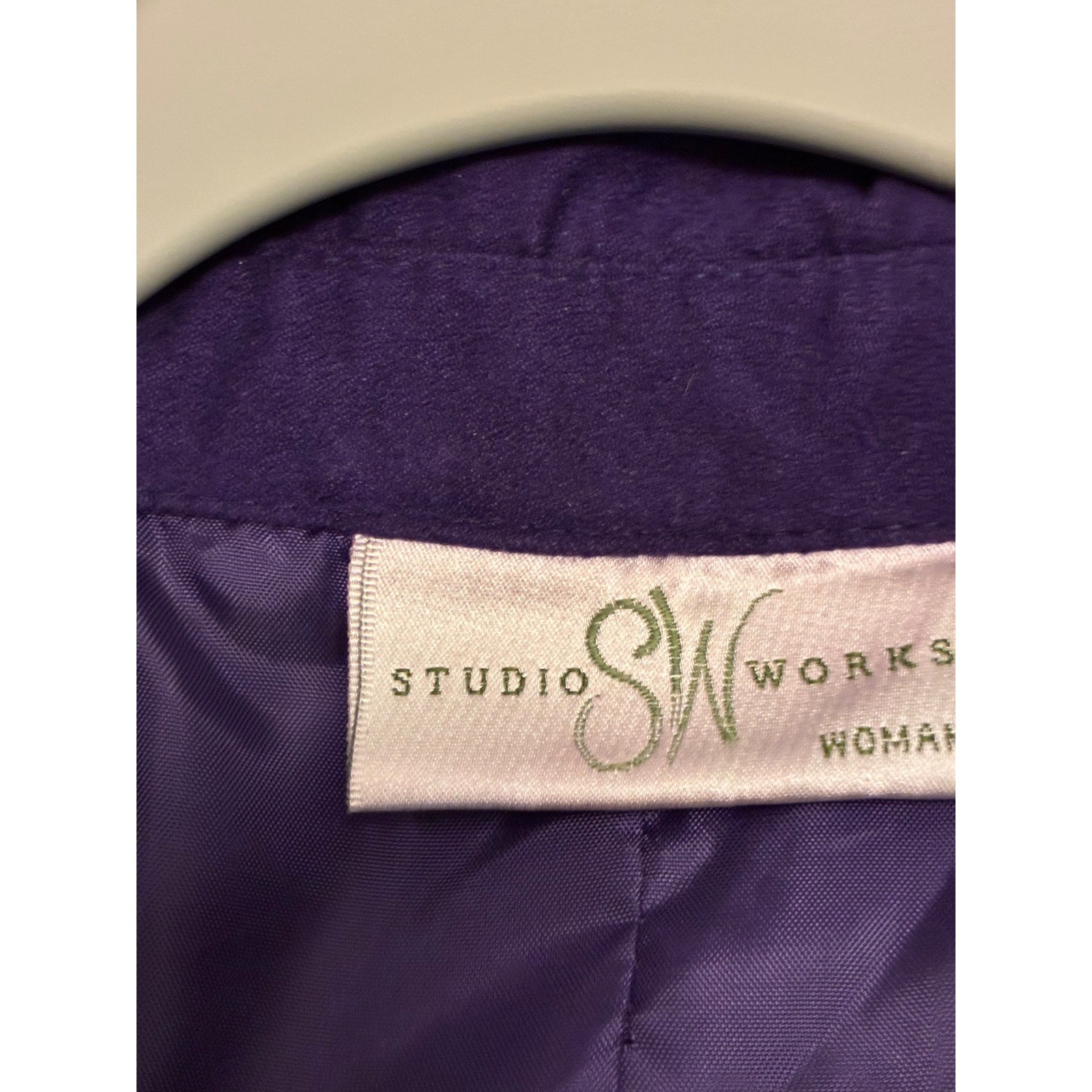 Studio Works Vintage Purple Ultra Suede Jacket Button Front Utility Blazer 16W