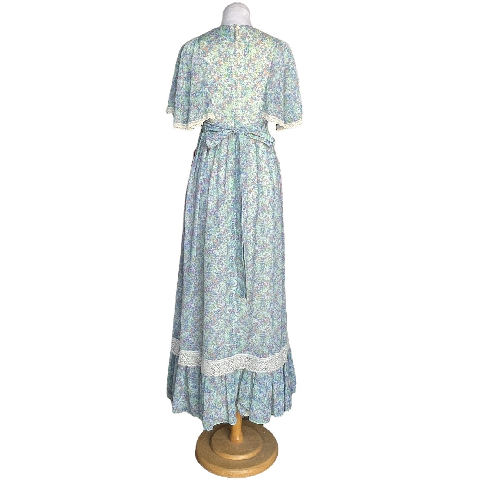 Vtg CANDI JONES CALIFORNIA Prairie Cottagecore Dress Floral Flutter Tie-back S