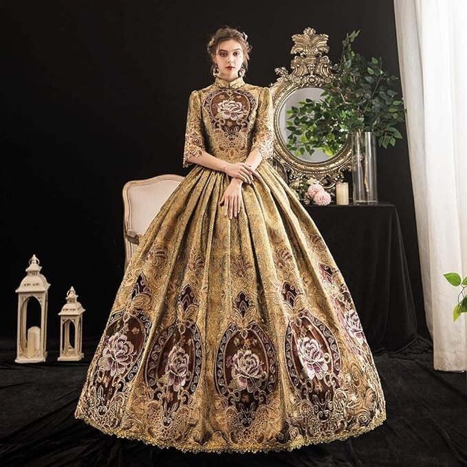 KEMAO Victorian Ball Gown Costume 18th Century Wedding Party Court Dress