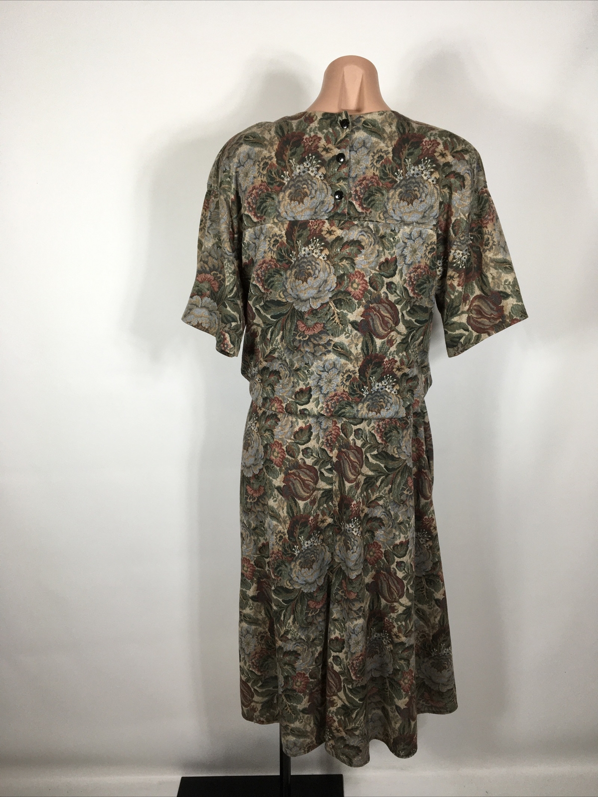 Vintage Gorgeous 80s 1980s FLORAL cottagecore Tapestry dress 14