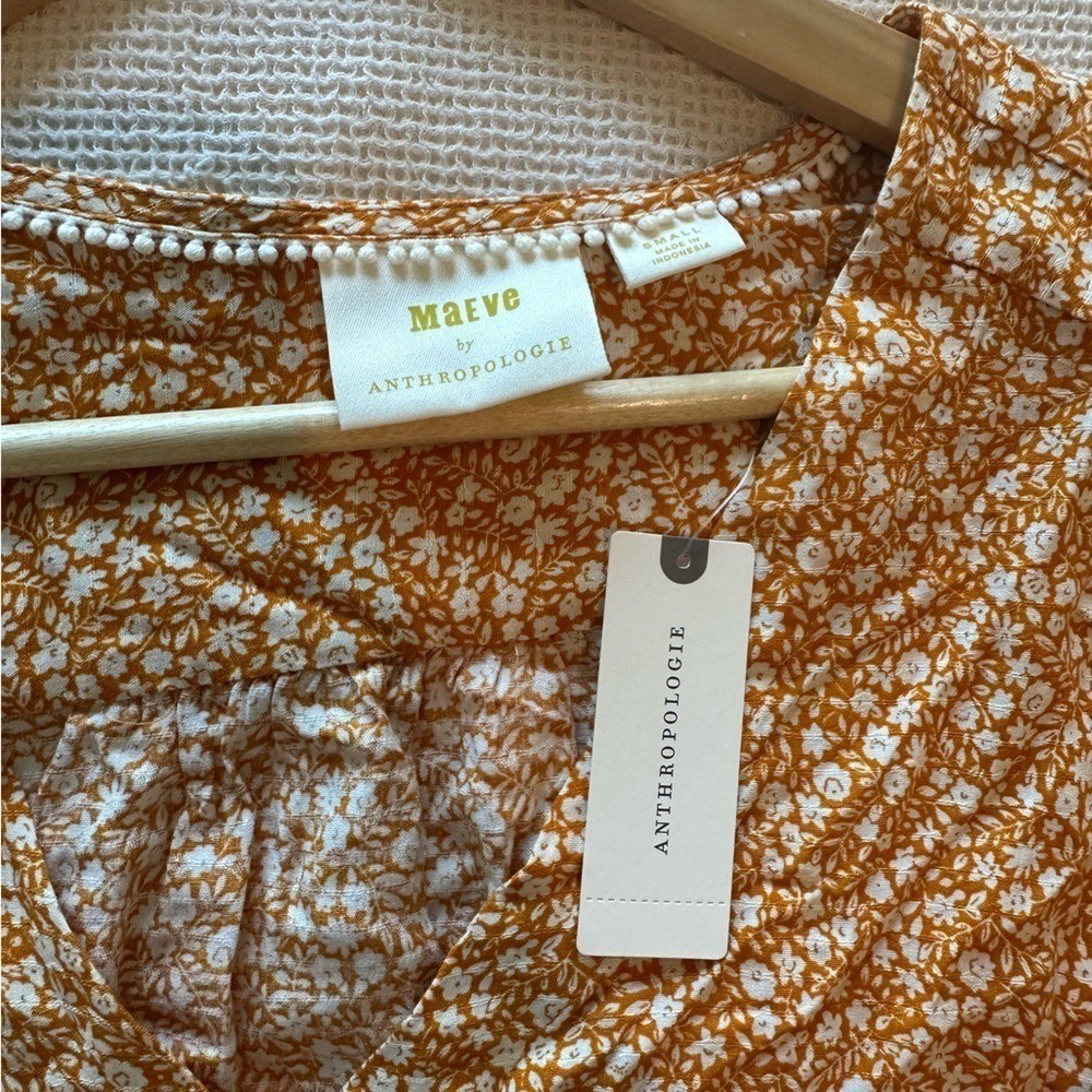 Anthropologie NWT Maeve Yellow Floral Button-Up Blouse