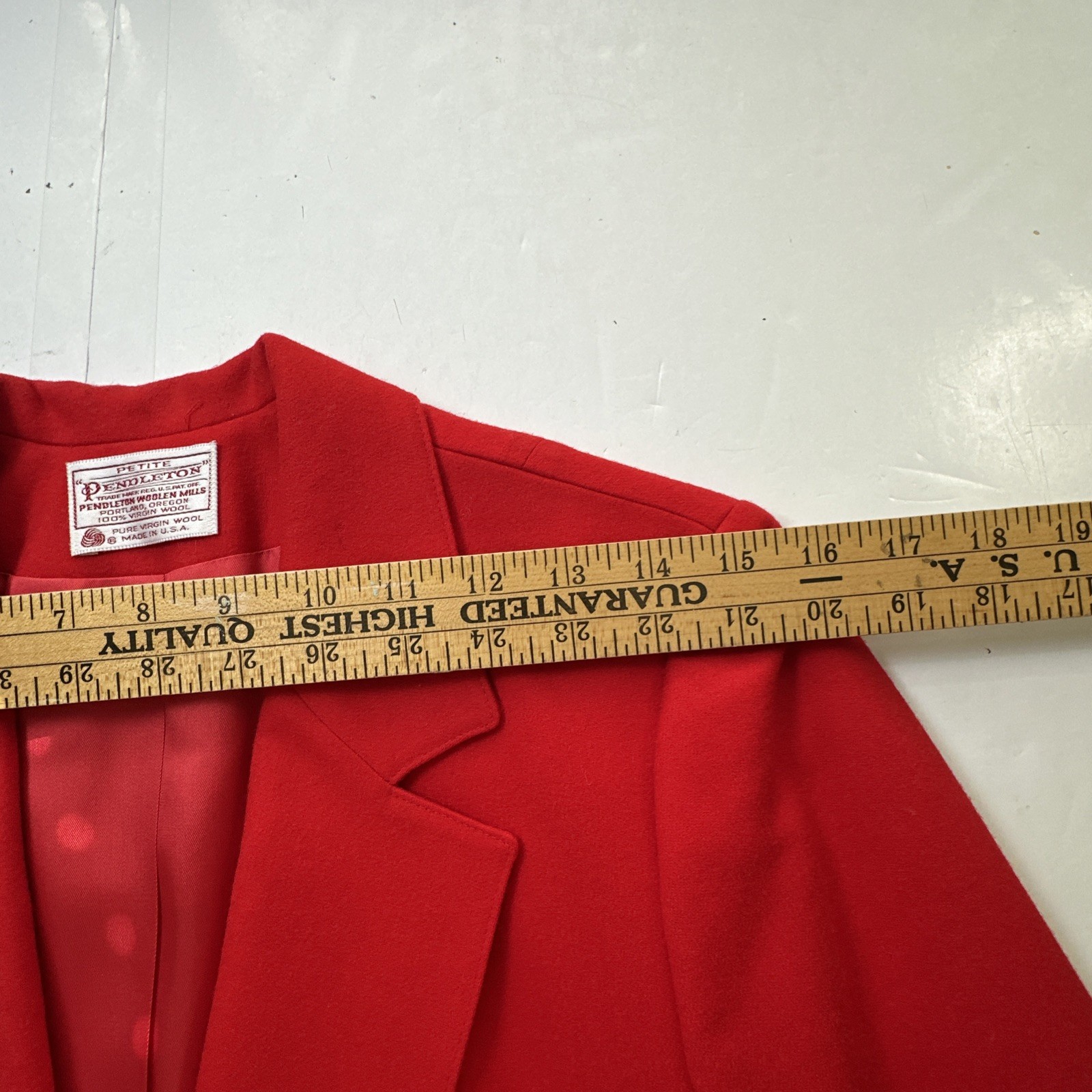 Vtg Pendleton Wool Blazer Jacket Womens Red Lined USA Sz- 12 Petite #750