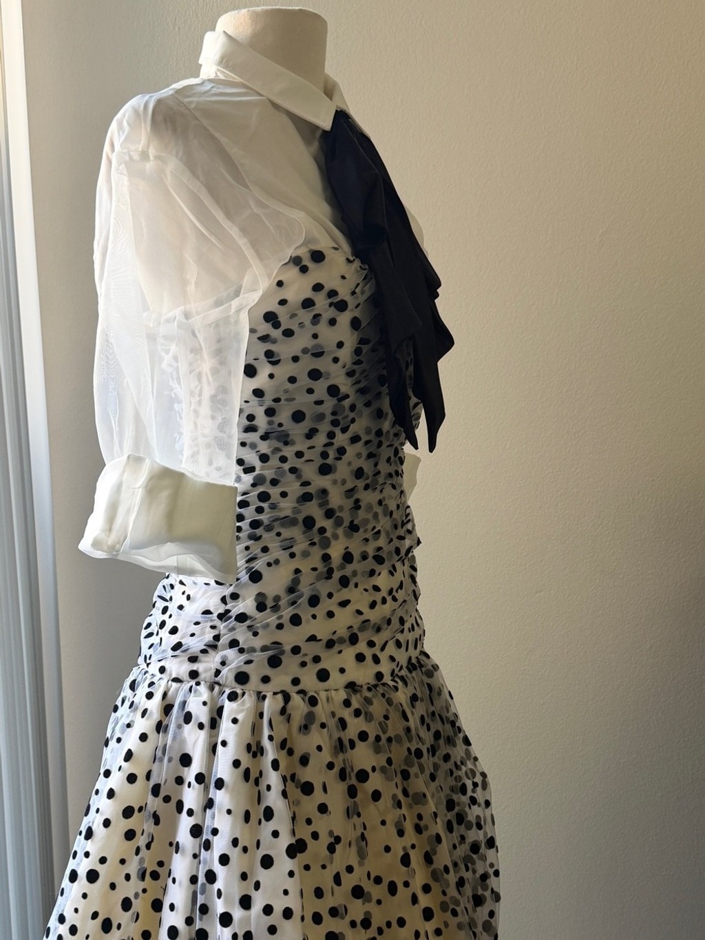 Vintage Nancy Bracoloni Polka Dot tulle strapless Bubble Skirt Dress