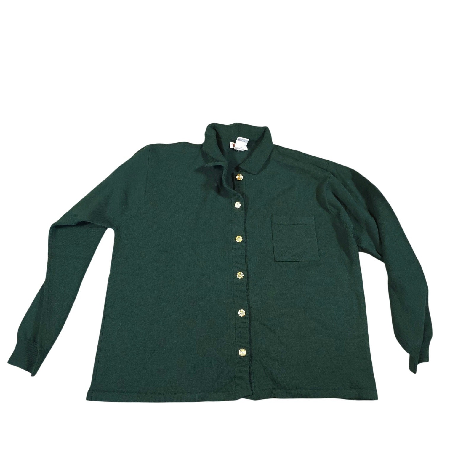 Vintage Talbots Cardigan 100% Merino Wool Women Size XL Dark Green Long Sleeve