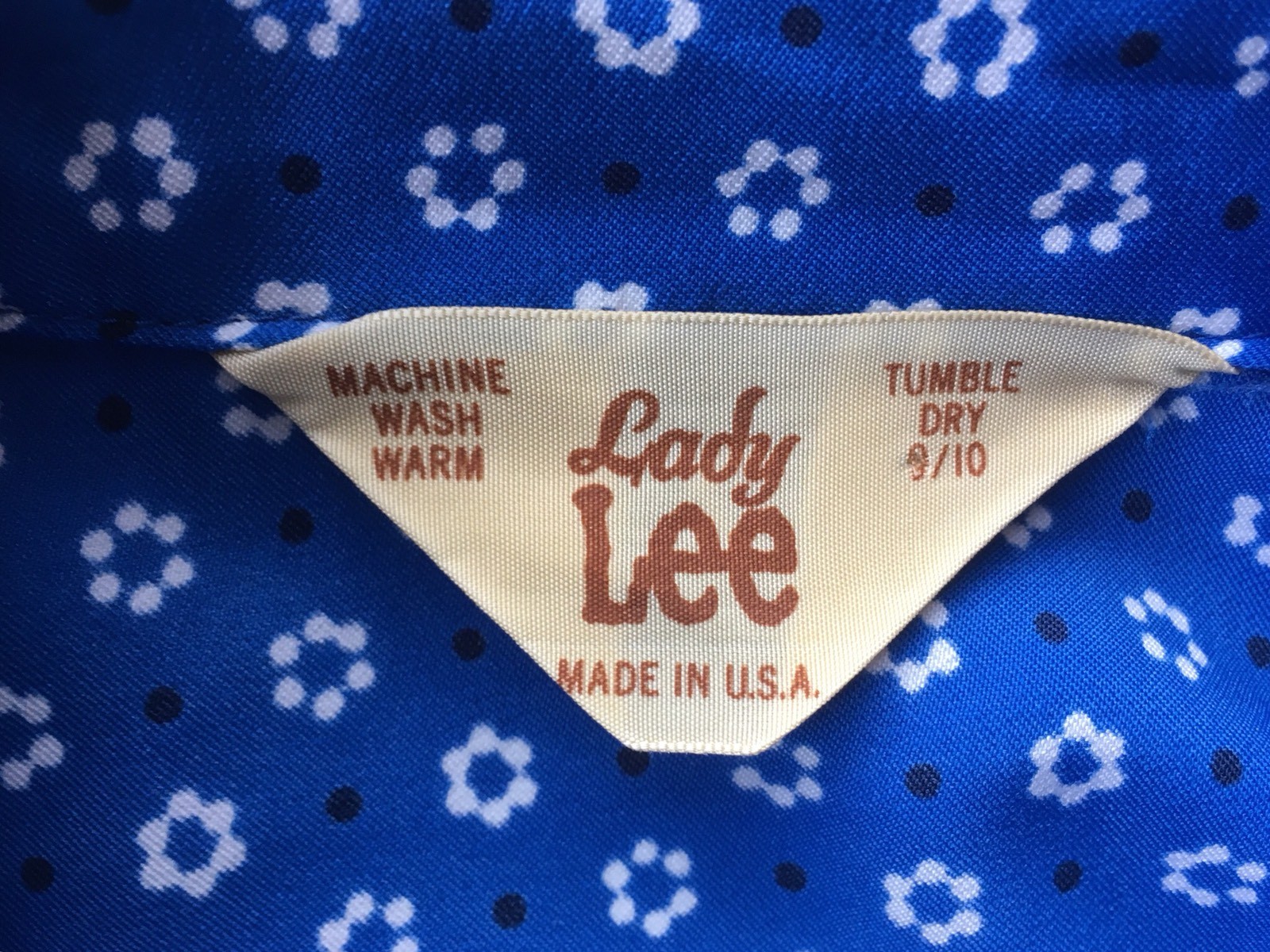 Vtg 70s Lady Lee Pearl Snap Floral Blue Western Shirt Women Size 9 10 Flower USA