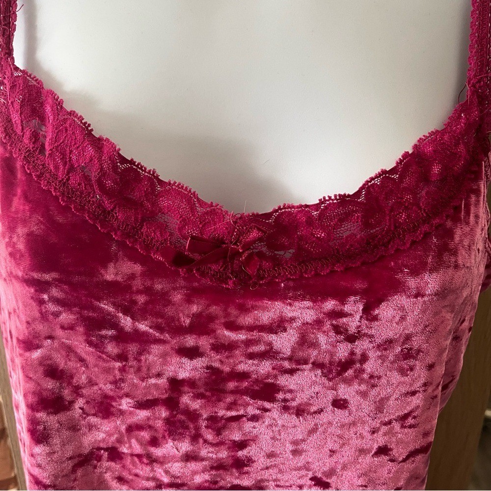 Y2K Faded Glory Pink Velvet Camisole Fitted Top