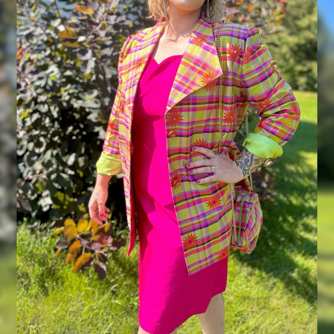 Vintage Y2K 1990s Handmade 3 Piece Silk Dress Set Size 12/14