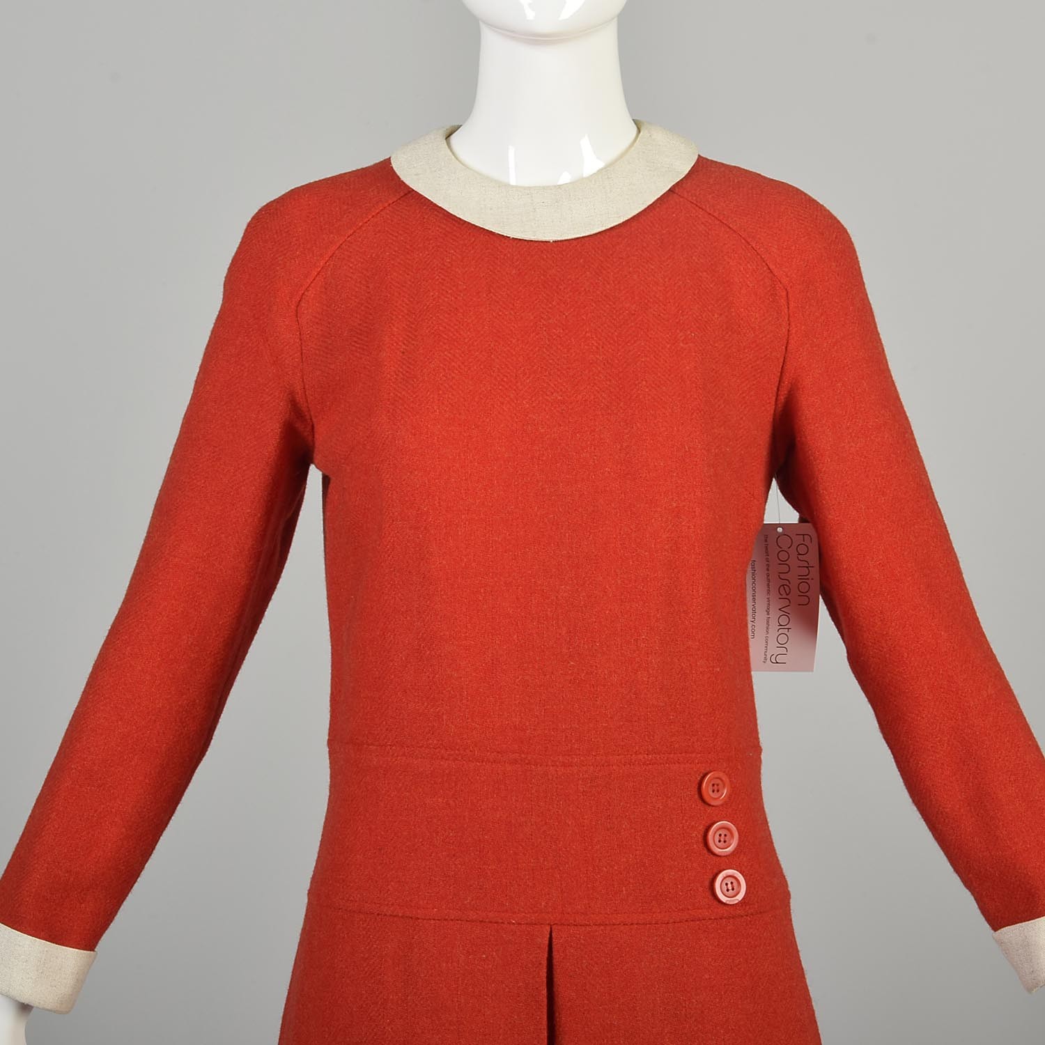 Medium 1960s Mini Dress Red Wool Mod Shift Dress Orphan Annie Mini Dress