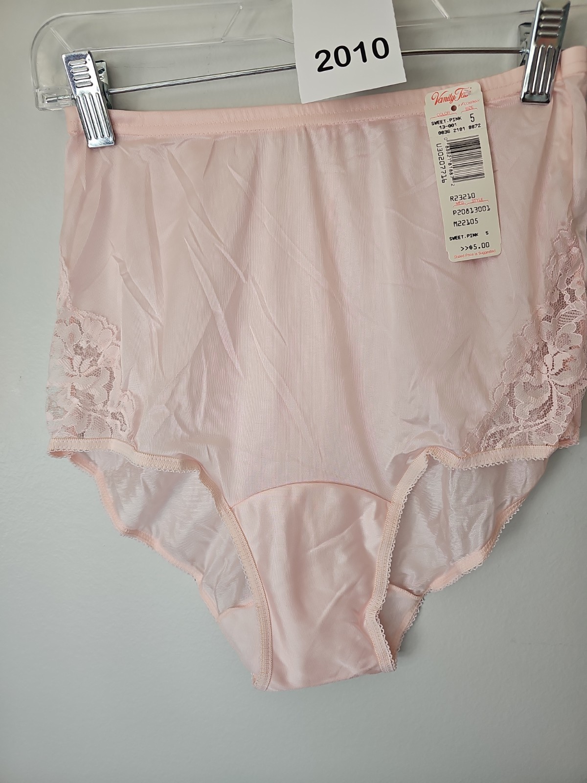 Vanity Fair 100% Nylon Sweet Pink Panties Lace Detail Satin Finish Size 5
