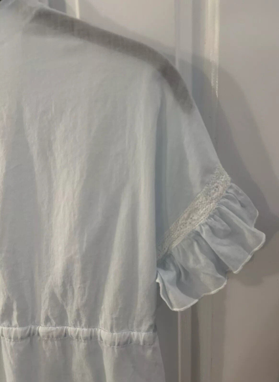 Vintage Jade Rio Women’s Size 42 (S) Blue Cotton – Embroidered, Lace Short Robe