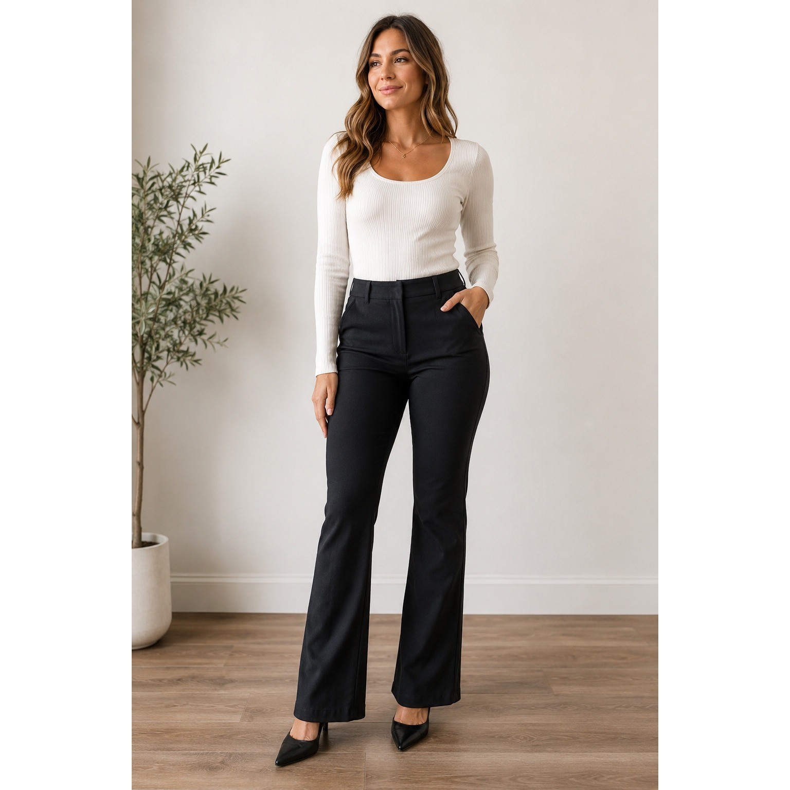 Old Navy Womens Size 8 Tall Pixie High Rise Pants Black Secret Slim Pockets