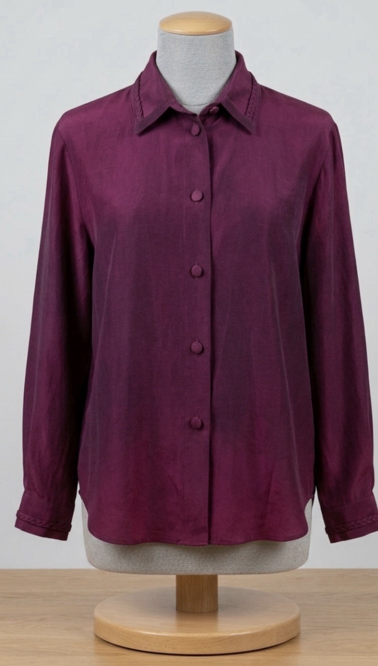 Vtg 80s/90s Marsha Brander for Componix Burgundy Blouse Top