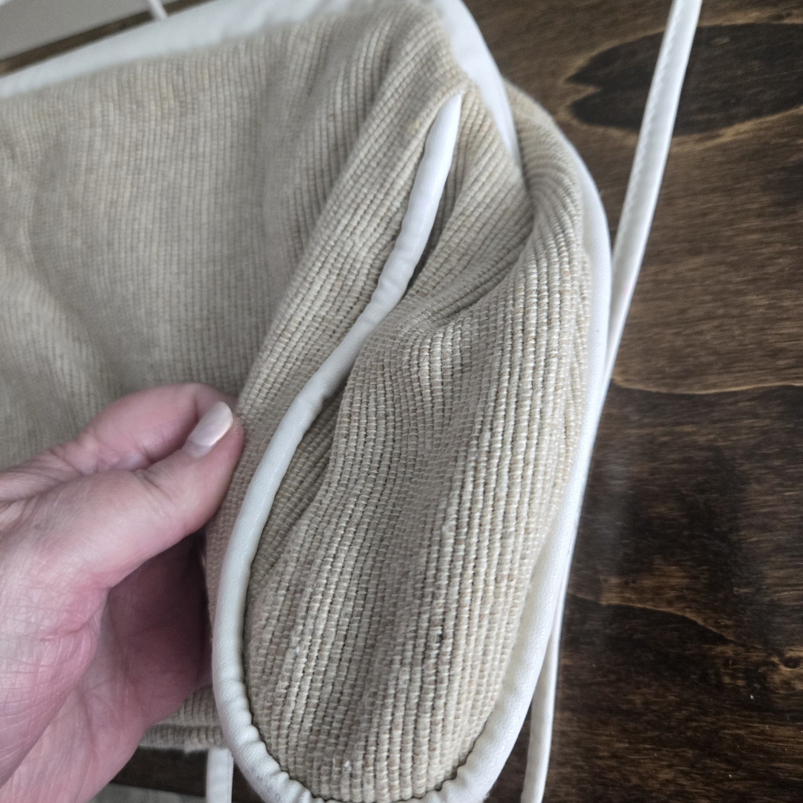 Vintage Greg Adams Neutral Patchwork Geometric Clutch Handbag Tan Cream Rare