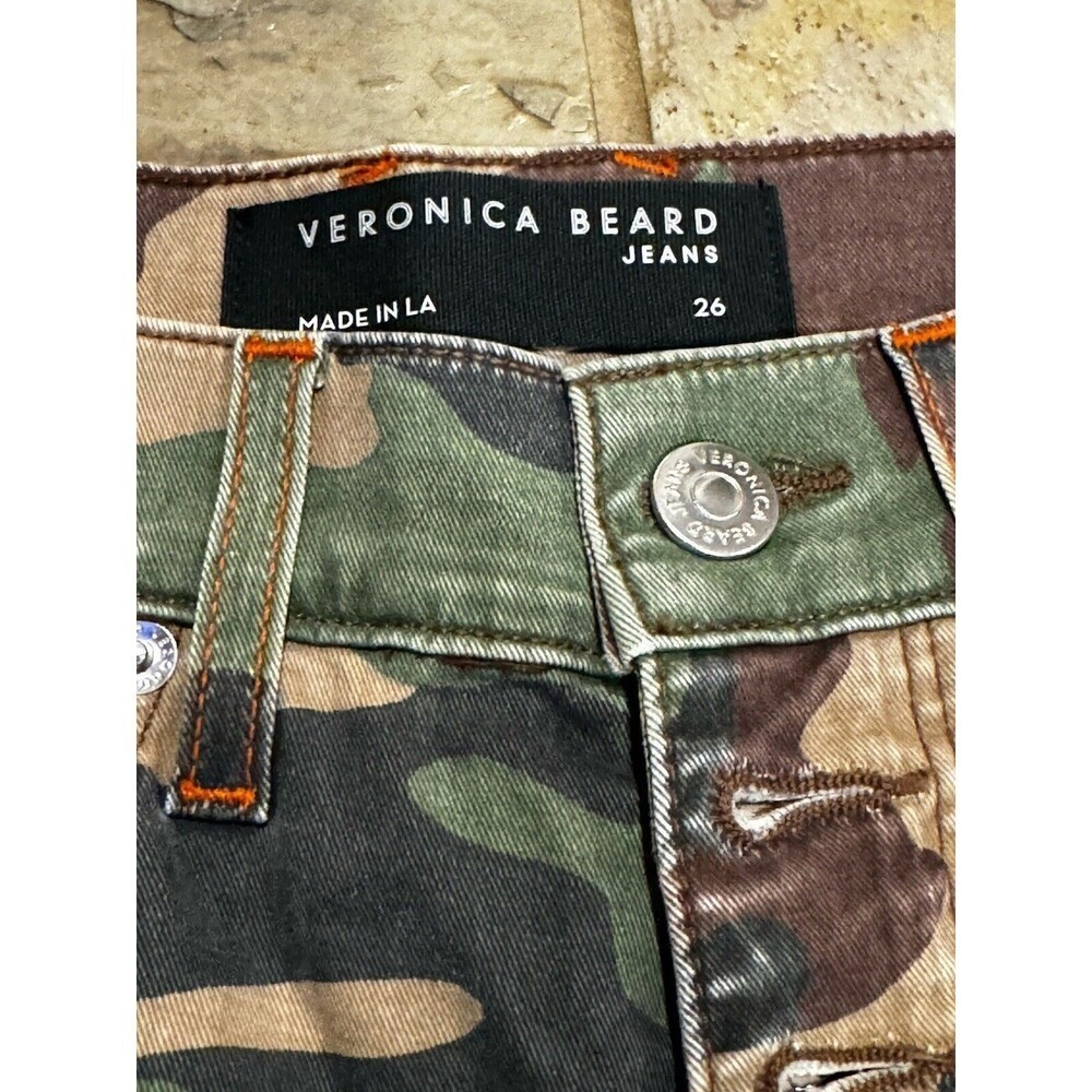 NWT $298 Veronica Beard Carly Kick Flare High Rise Jeans Camo Women’s 26